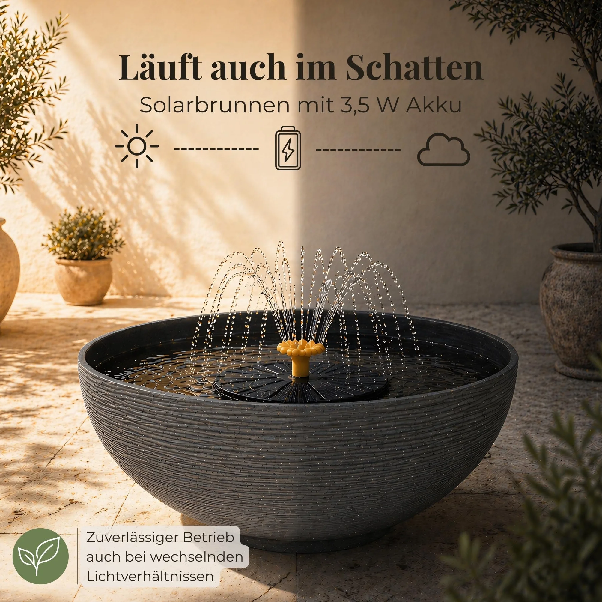 matches21 HOME & HOBBY Set di fontane solari per esterni, grande ciotola da 45 cm, antracite come fontana da giardino