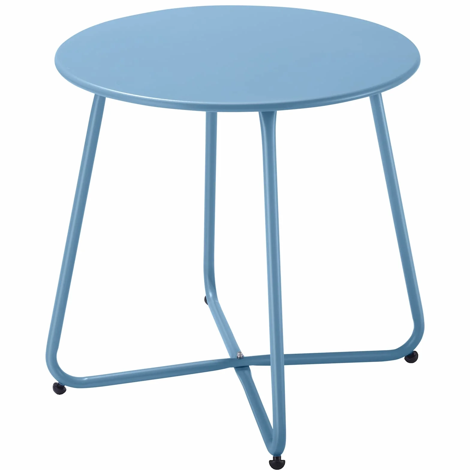 Fokebel Tavolino piccolo in metallo, da giardino, rotondo, tavolino da caffè e tavolino con gambe regolabili (blu, Ø 45 x 45 h)