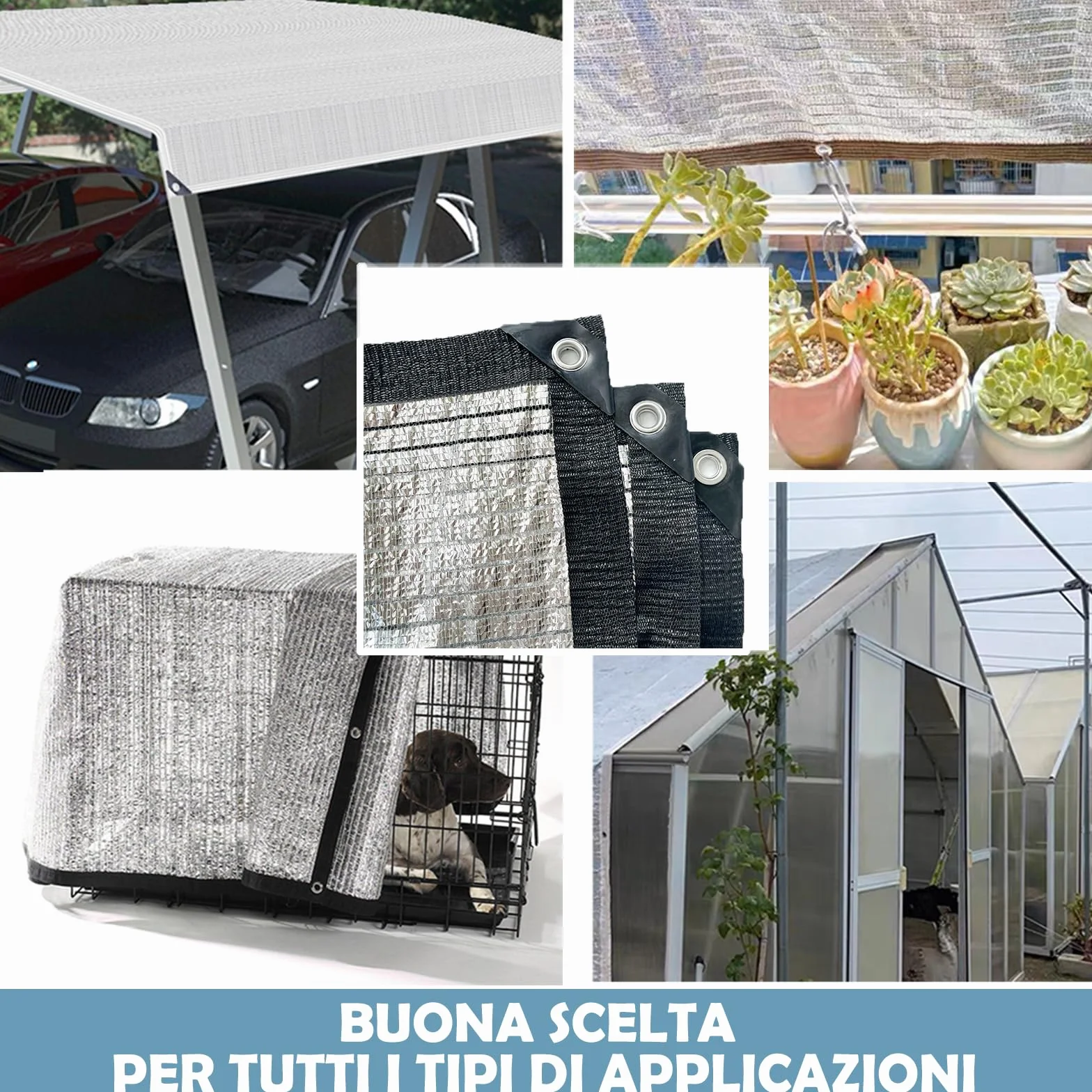 BeGrit Telo Ombreggiante Alluminio 3x4m Rete ombreggiante Riflettente Auto Esterno all'75% Telo Ombra Riflettente con Occhielli Rete di Protezione Solare Traspirante per Giardino Balcone Campeggio