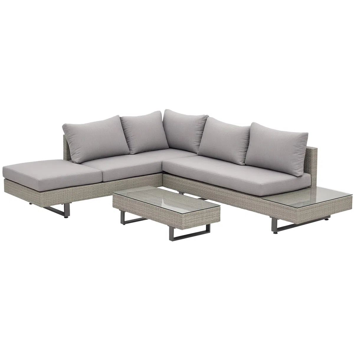 Outsunny Set Giardino Esterno, Salotto da Giardino, Set Divani da Esterno con Tavolino da Giardino, Mobili da Giardino in Rattan Grigio