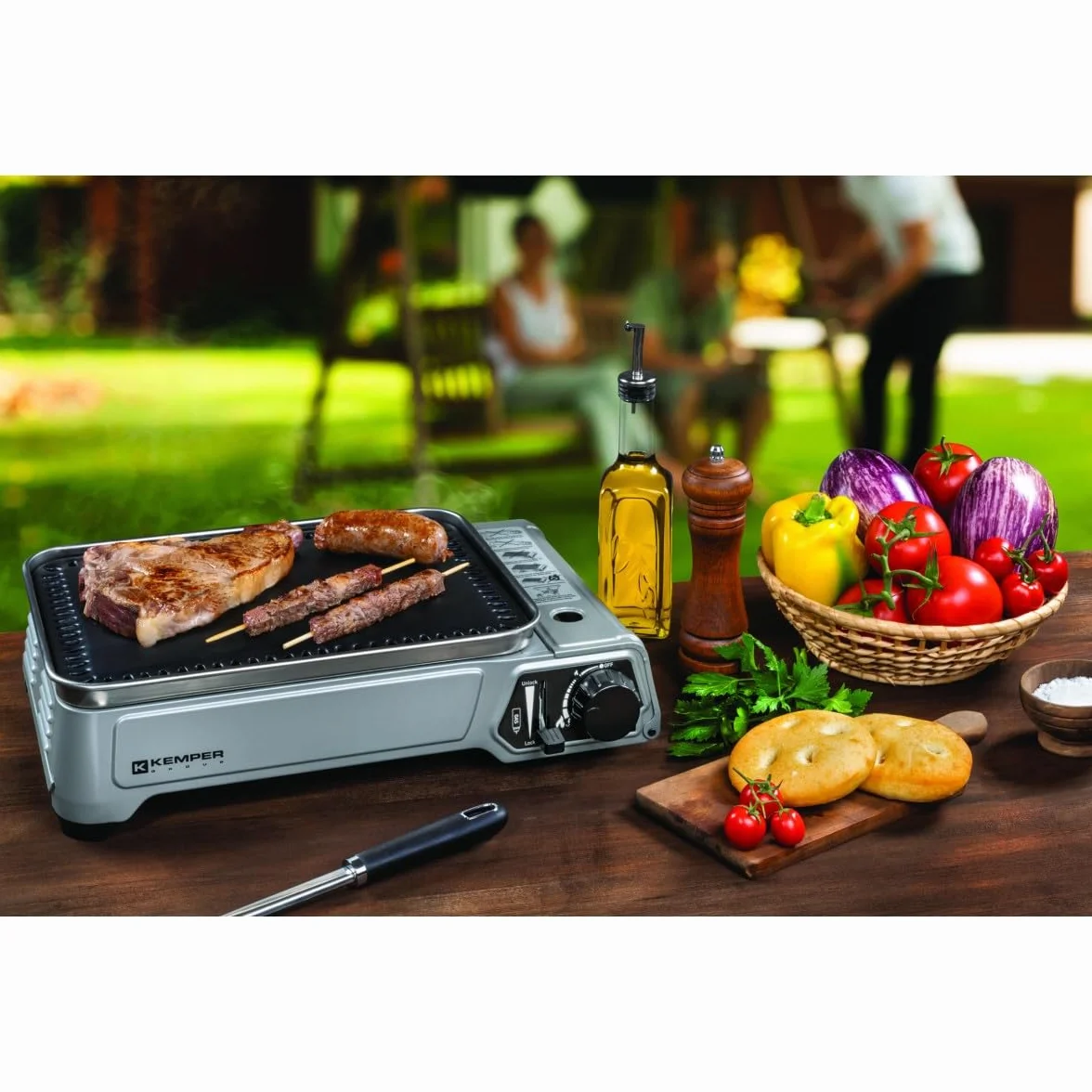 Kemper Barbecue A Cartuccia Gas 1,9 KW Piastra 27x34 cm