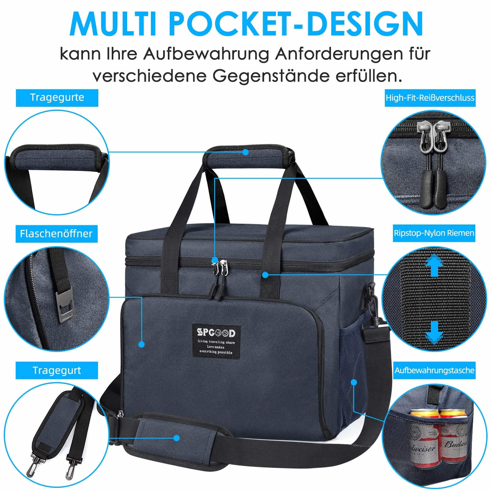 SPGOOD Borsa termica 20 l isolata pieghevole per congelatore