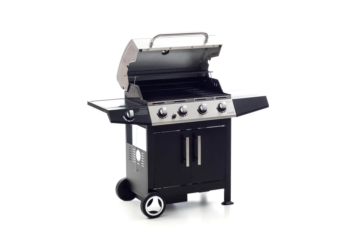 Sochef Golosone 4 Barbecue, Nero/Acciaio, 57x136x115 cm