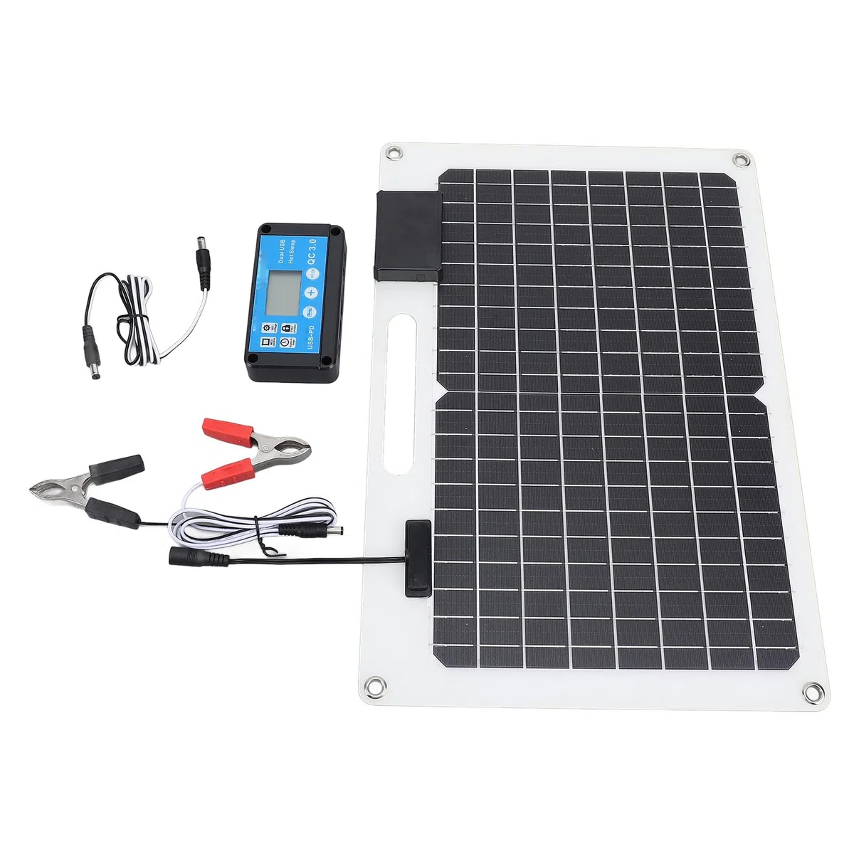 Caricatore Pannello Solare Monocristallino 12V/24V 100W Doppia USB per Barche Tetto