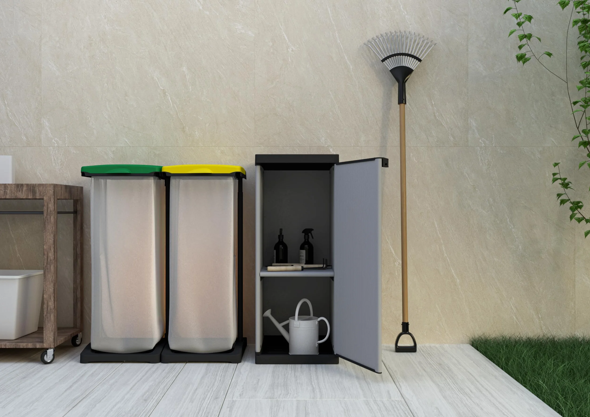Mongardi: Armadietto in resina di PVC e PP, 1 Anta, 1 Ripiano, Facile da Montare, Modular System, Resistente, Adatto ad ambienti Interni ed Esterni, 34L x 40P x 85H cm, Grigio e Nero