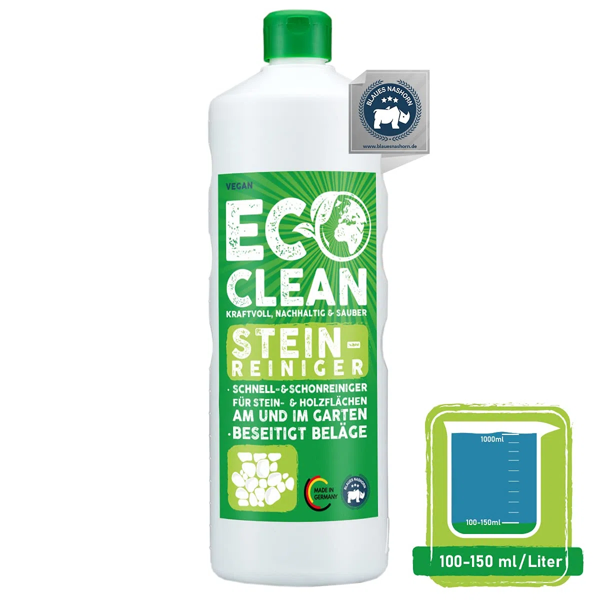 Detergente per pavimenti in pietra 1 litro Eco Clean - rimuove alghe e muschio senza strofinare