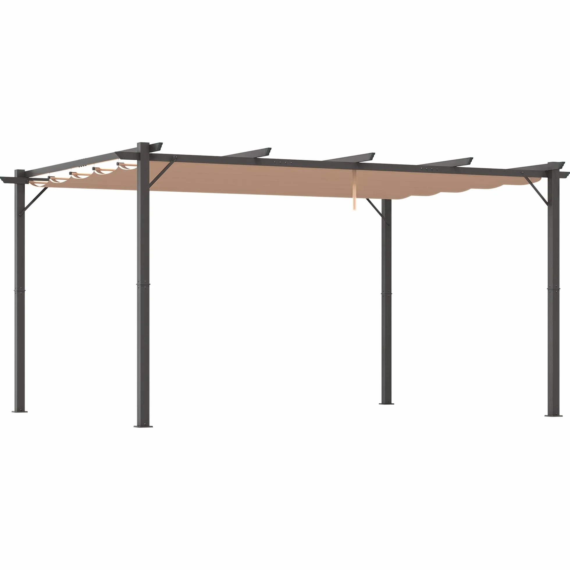 Outsunny Pergolato da Giardino 3x4m Gazebo Pergola Esterno Grigio Marrone