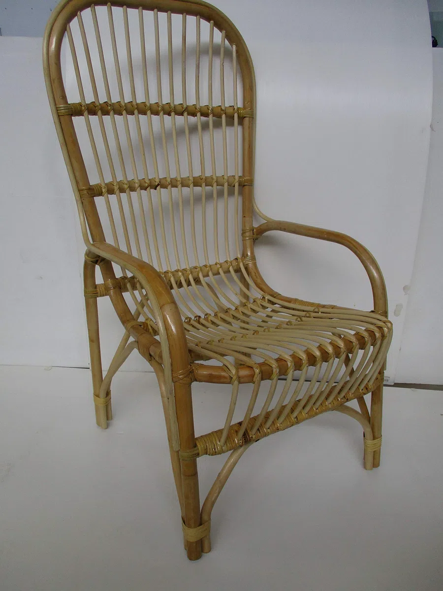 Fotel Rattan Naturalny 56x63x110 cm Ogrodowy Salon