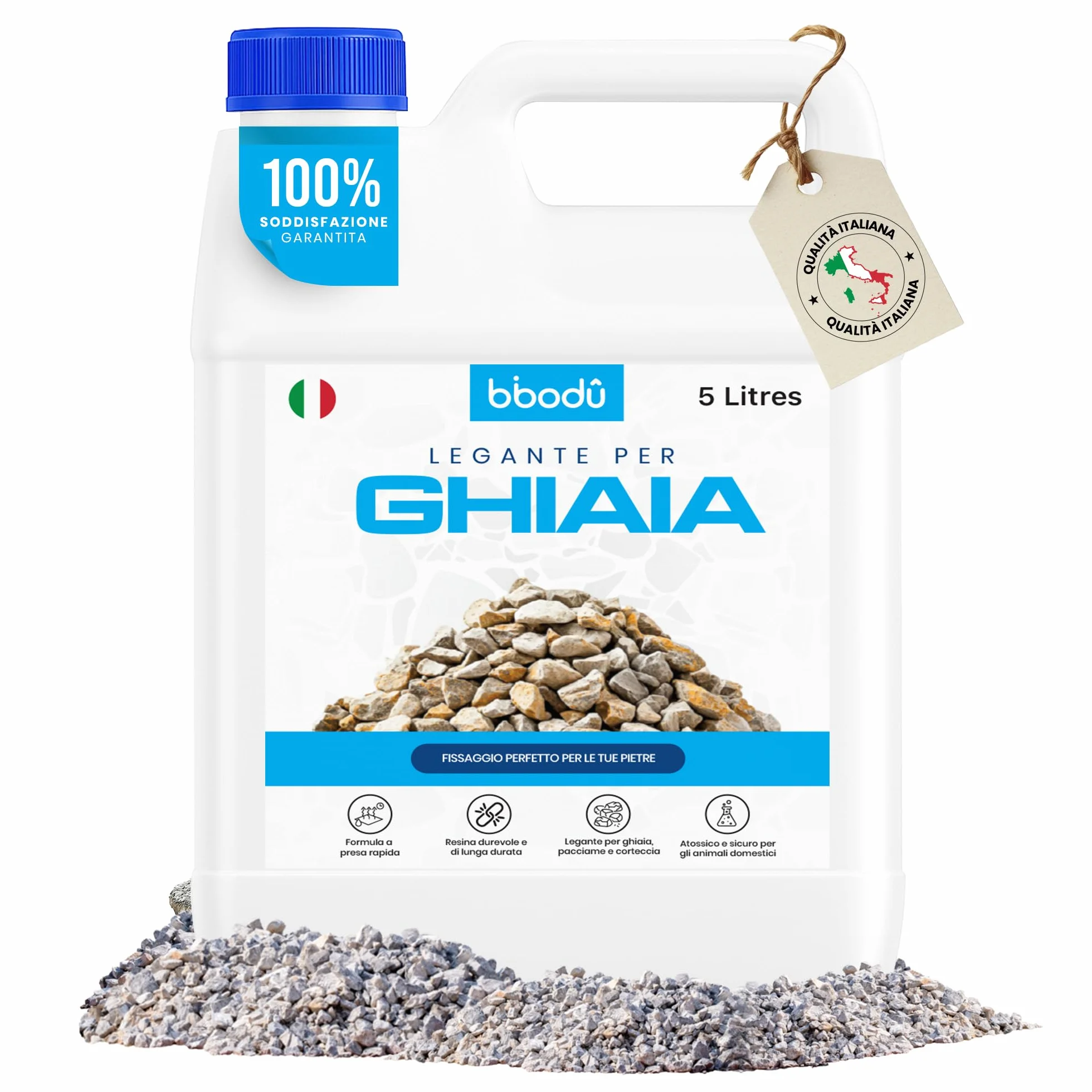 Legante per Ghiaia da Esterno 5 L | Colla per Sassi da Esterno | Colla per Ghiaia da Esterno Resistente | Perfetta per Ghiaia, Pietre e Pacciame | Ideale per Sentieri, Cortili e Giar