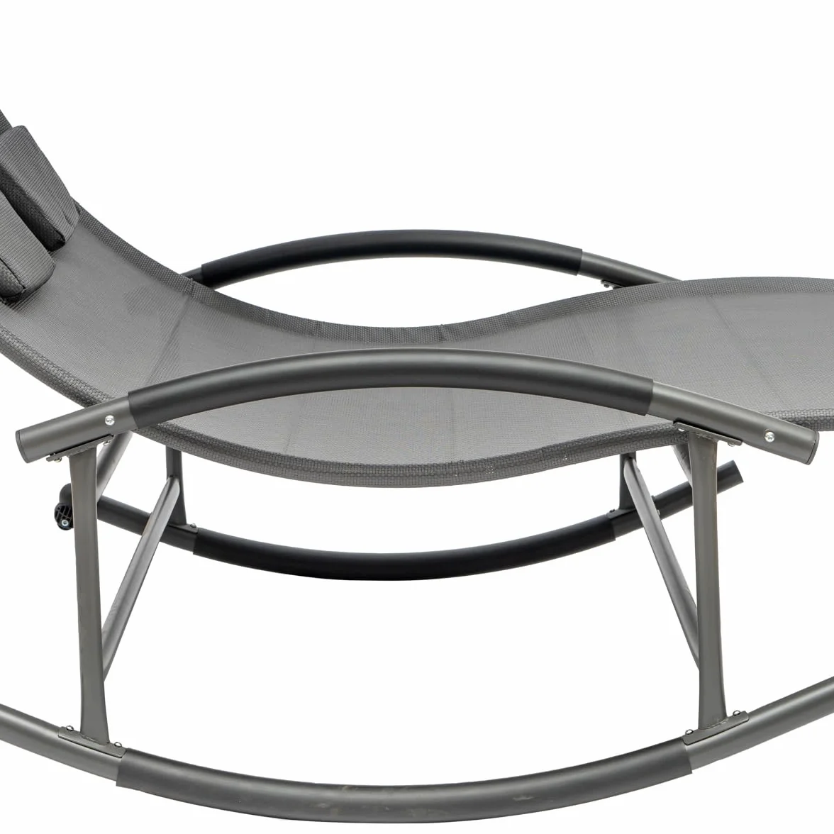 Hortan Lettino 2 Posti Prendisole Acciaio Dondolo Ergonomico Textilene Tetto Parasole Giardino Terrazzo Piscina