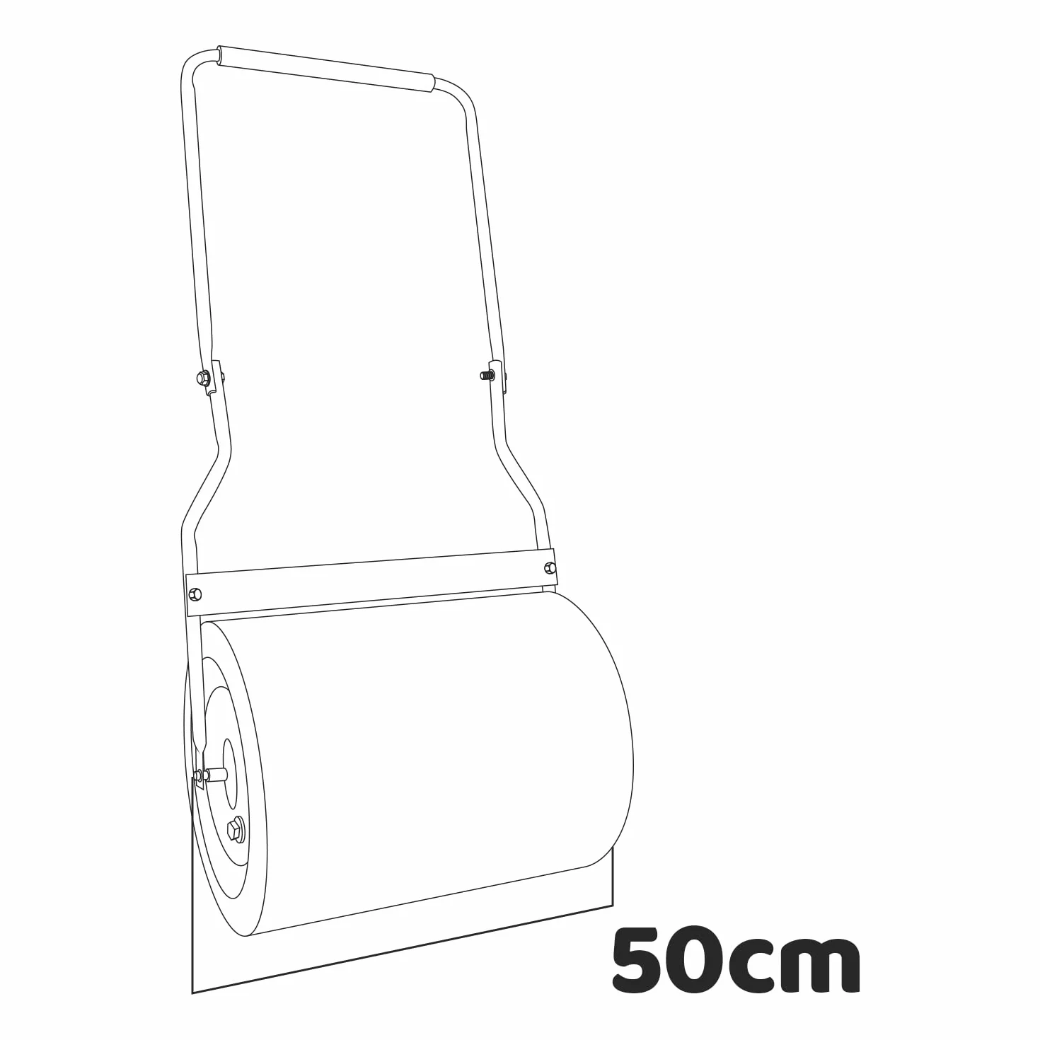 BOUDECH® Tabur - Rullo manuale per prato da 50cm con impugnatura ergonomica. Rullo da giardino con tappo rimovibile ⌀40cm e capacità max di 62L
