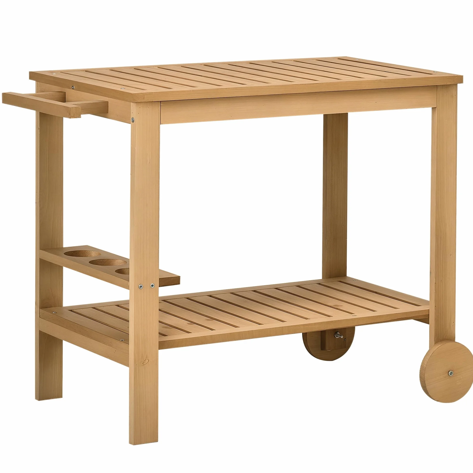 Outsunny Carrello Portavivande da Giardino in Legno di Abete 95x47x74 cm