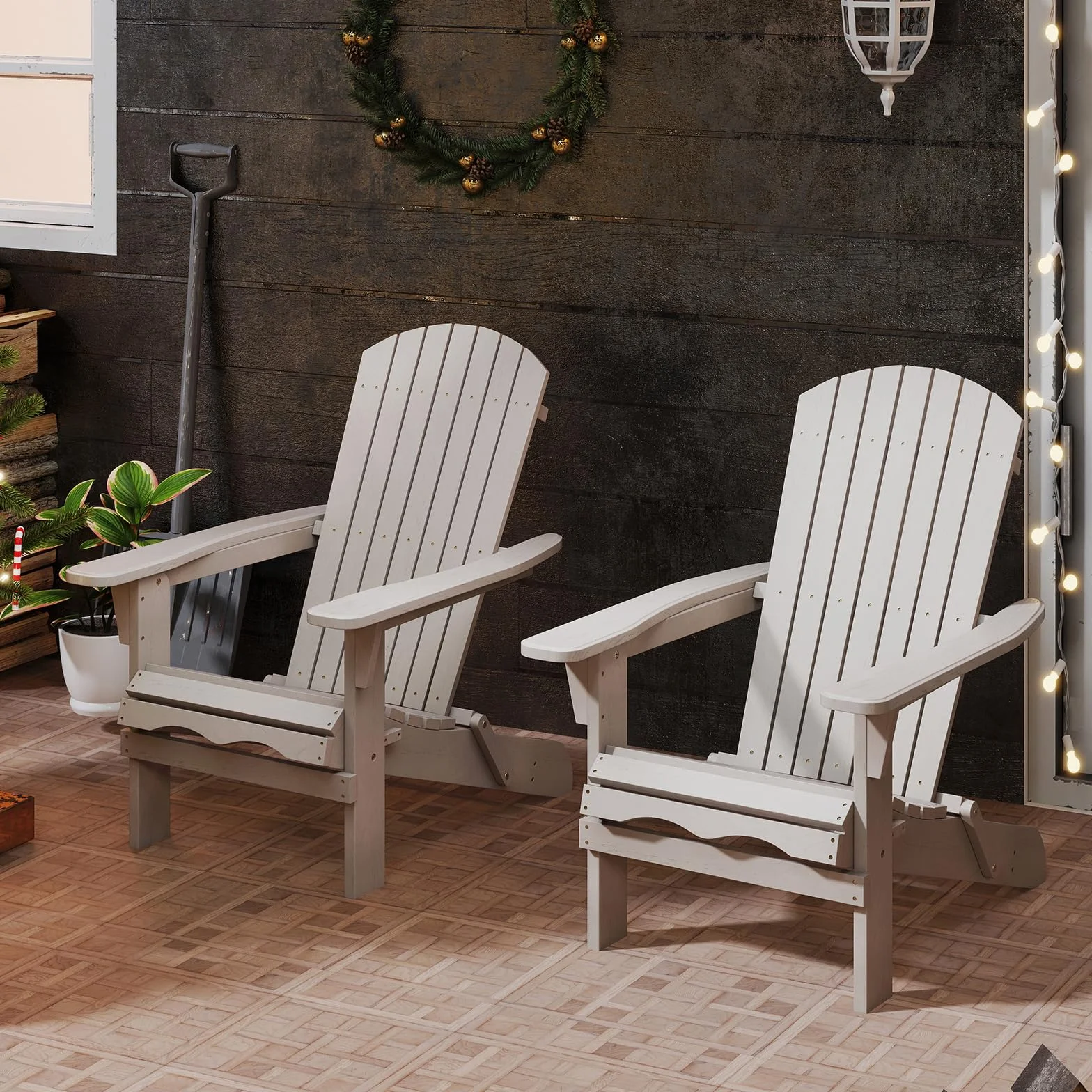 GIANTEX Set di 2 Sedie Adirondack Pieghevoli, Sedia da Esterno con Telaio in Legno di Abete
