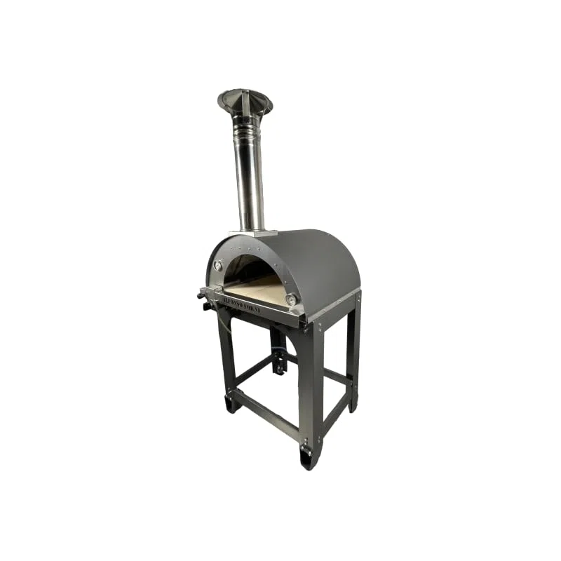 Forno pizza ibrido a gas e legna 2 pizze con carrello da esterno pietra refrattaria 3 cm 500 gradi Made in Italy