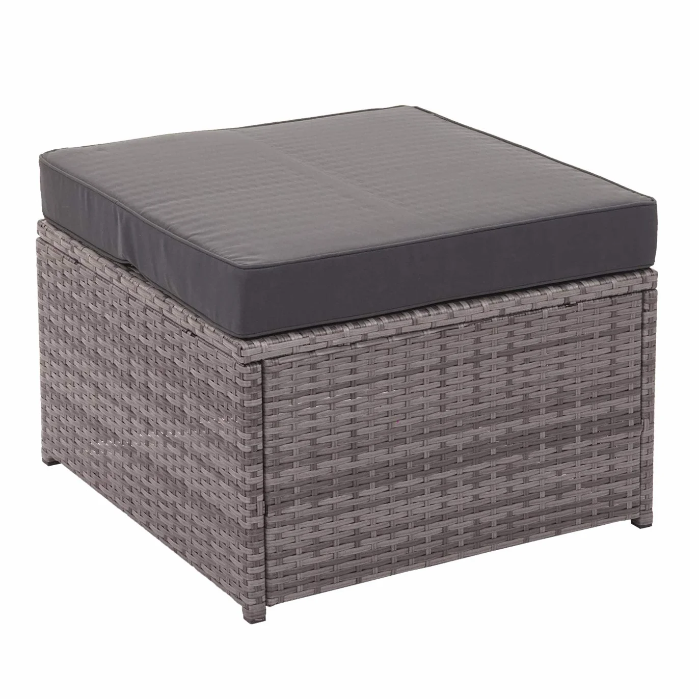 Mendler Set salotto giardino esterno salottino HWC-J34 polyrattan grigio con cuscini grigio scuro