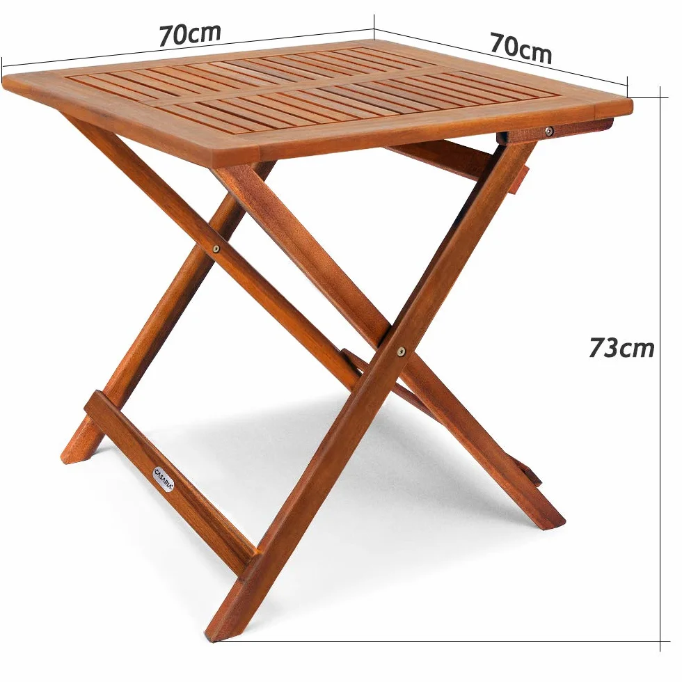 Casaria® Tavolo da Giardino Pieghevole in Legno di Acacia 70x70x73 cm 80 Kg