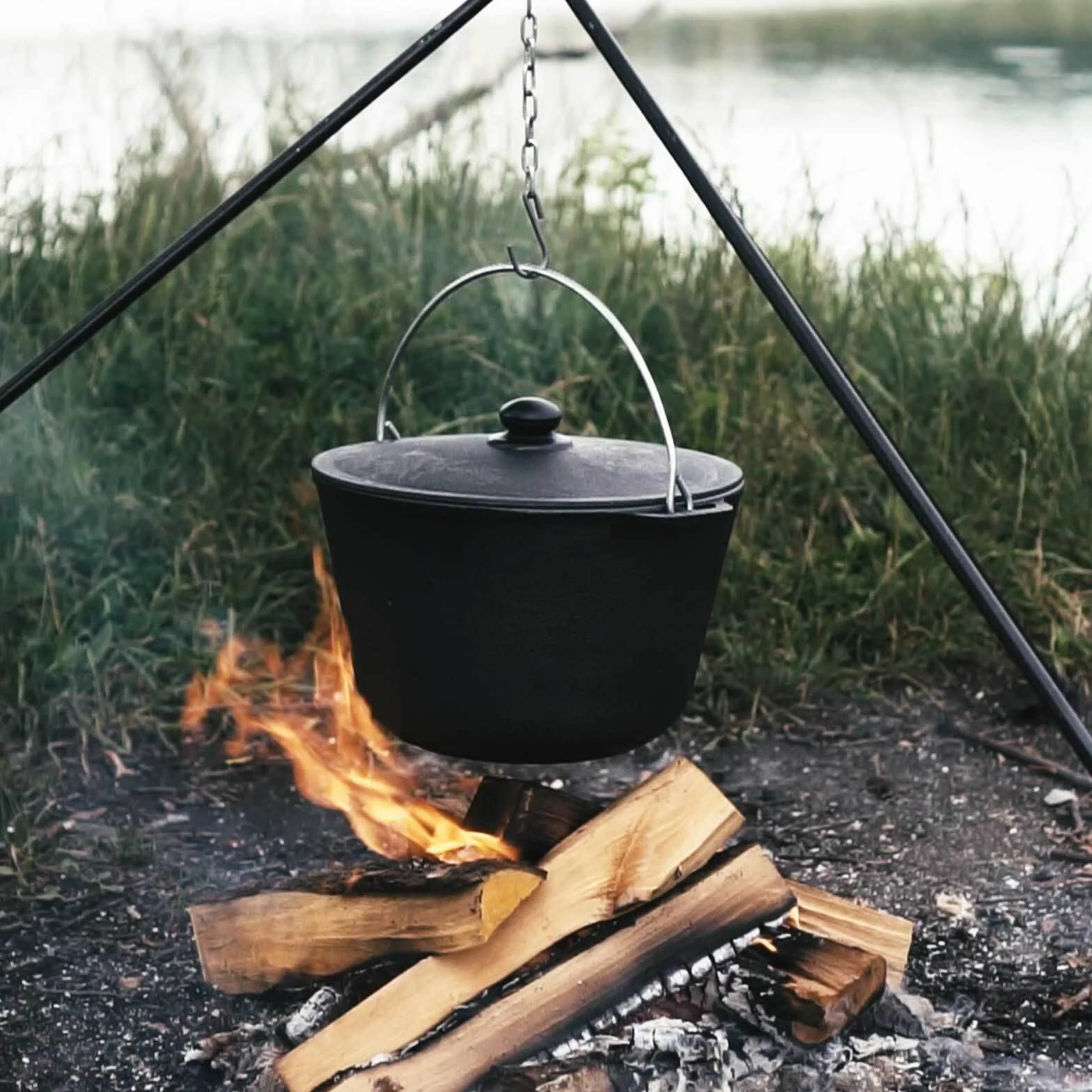 4BIG.fun Calderone 6L in ghisa pentola | Kazan con coperchio | Ghisa casseruola rotonda con coperchio | Asia Wok Kasan per fornelli a induzione, Cucina, Campeggio, Giardino, Barbecue