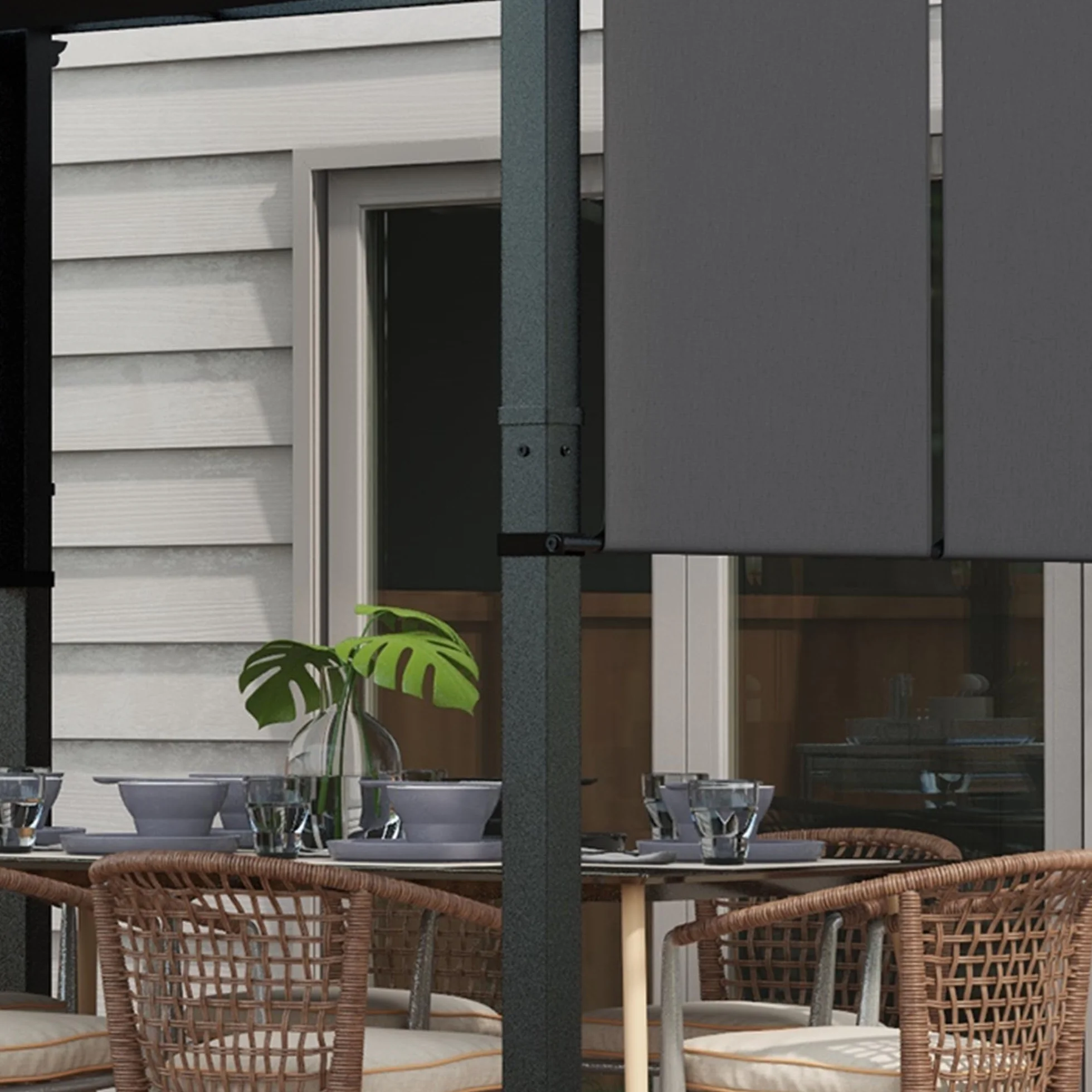 Outsunny Pergola da Giardino 3x3.5 m Acciaio Poliestere Anti UV Grigio Scuro
