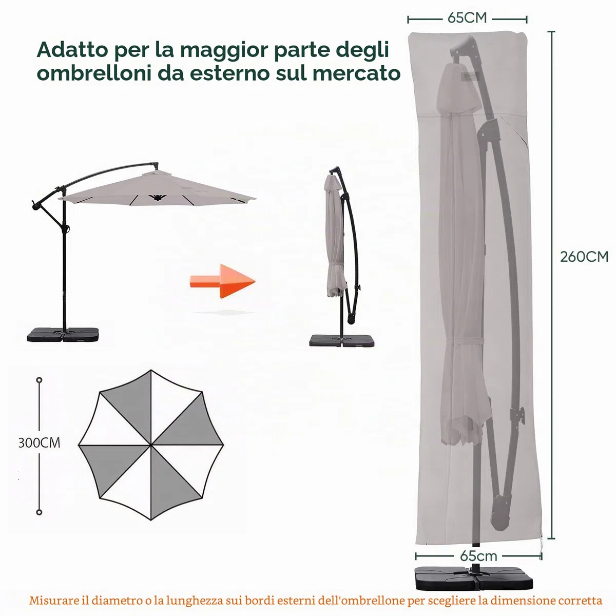Sekey Ombrellone Copertura Grigio chiaro