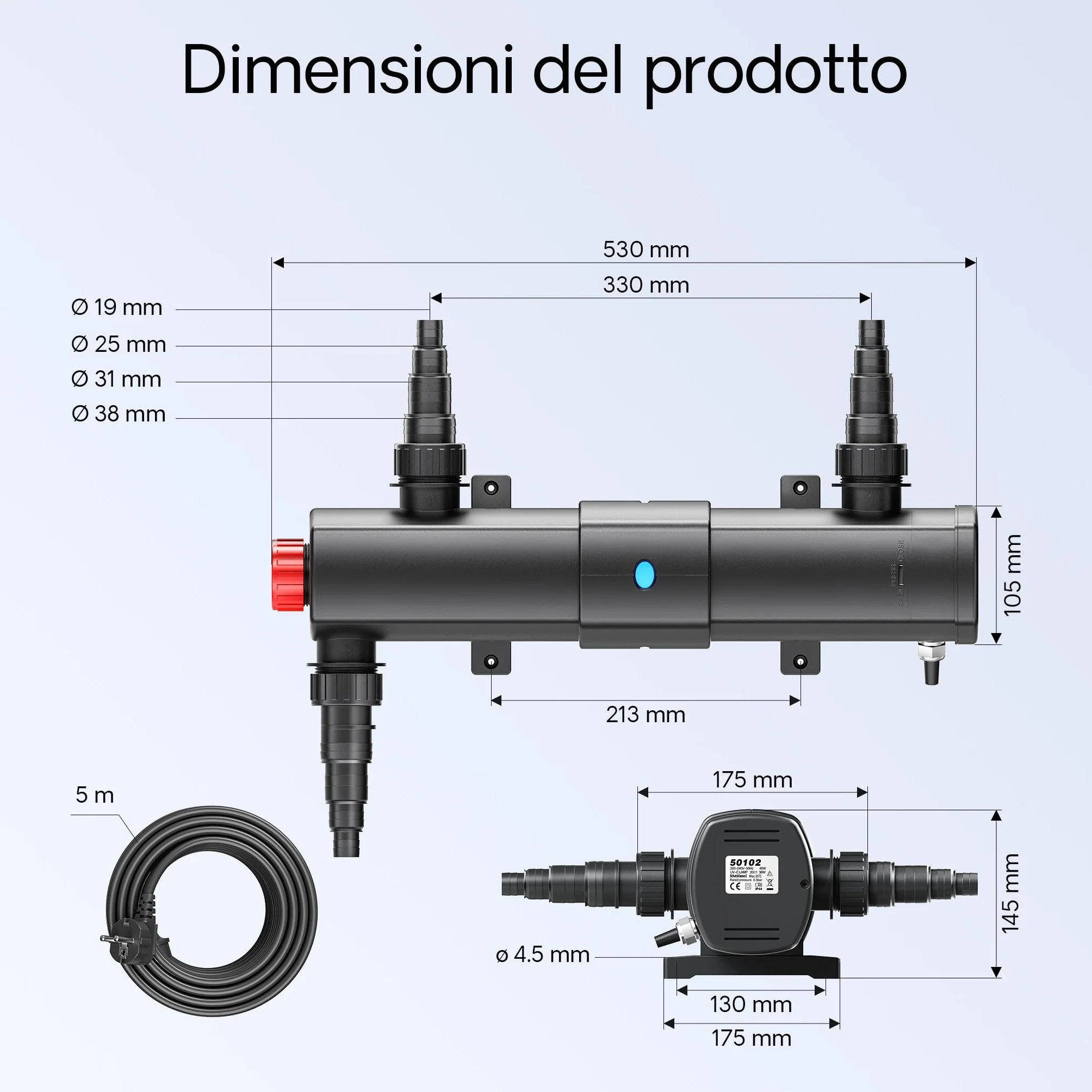 Set per laghetto SunSun CBF-350 CUV-236 36W NEO6000 Pompa Tubo