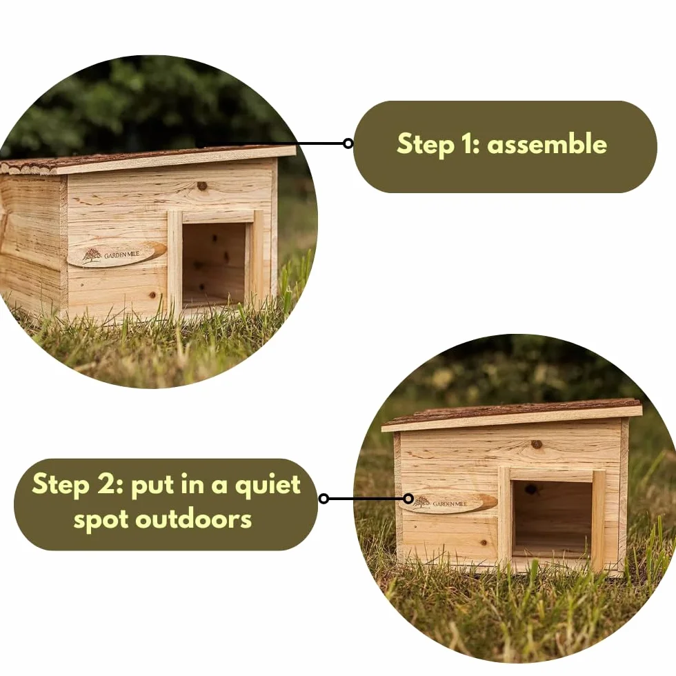 Garden Mile Habitat per riccio hibernation shelter durevole in legno a prova di predatore stazione di alimentazione casa tetto in legno giardino fauna selvatica