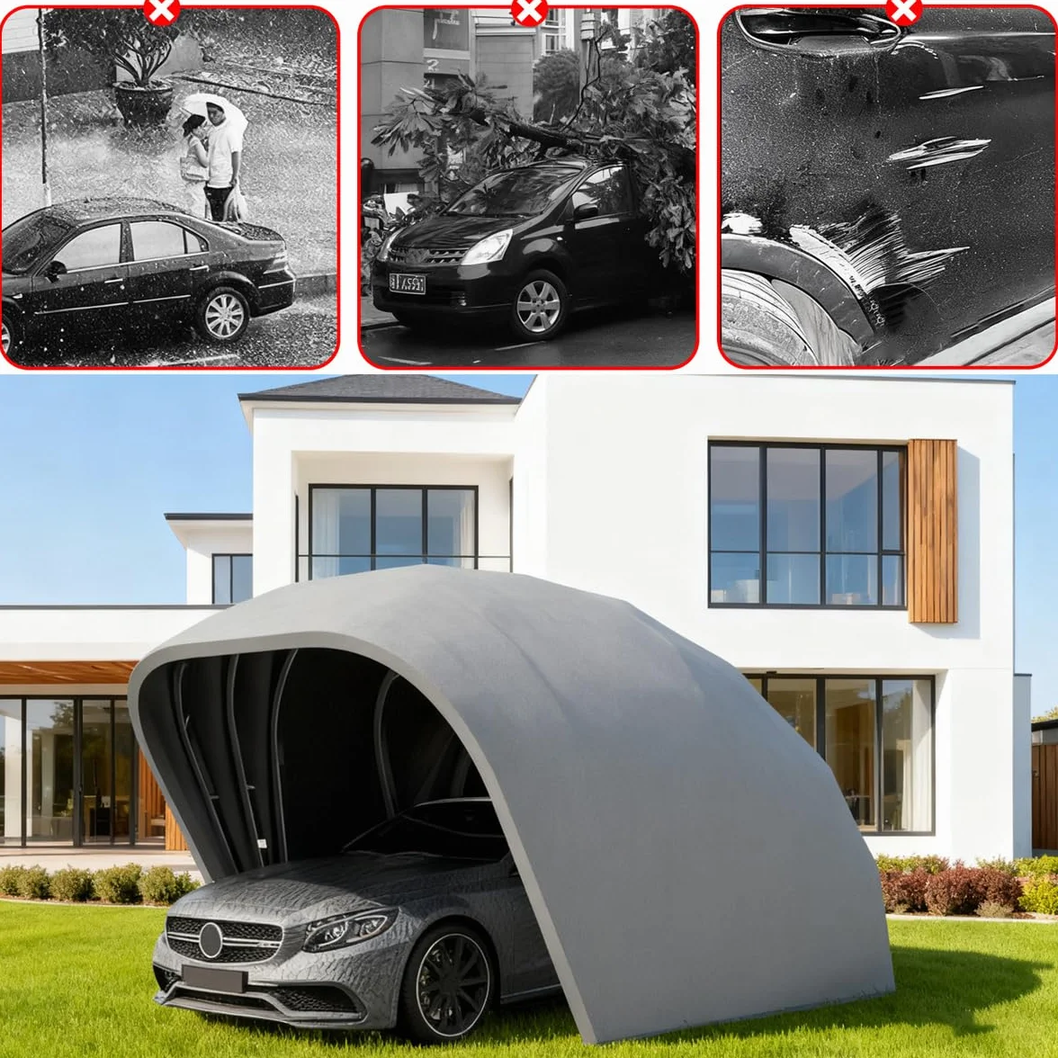 Carport Pieghevole Mobile in Acciaio Inossidabile, Resistente al Vento e Alla Neve