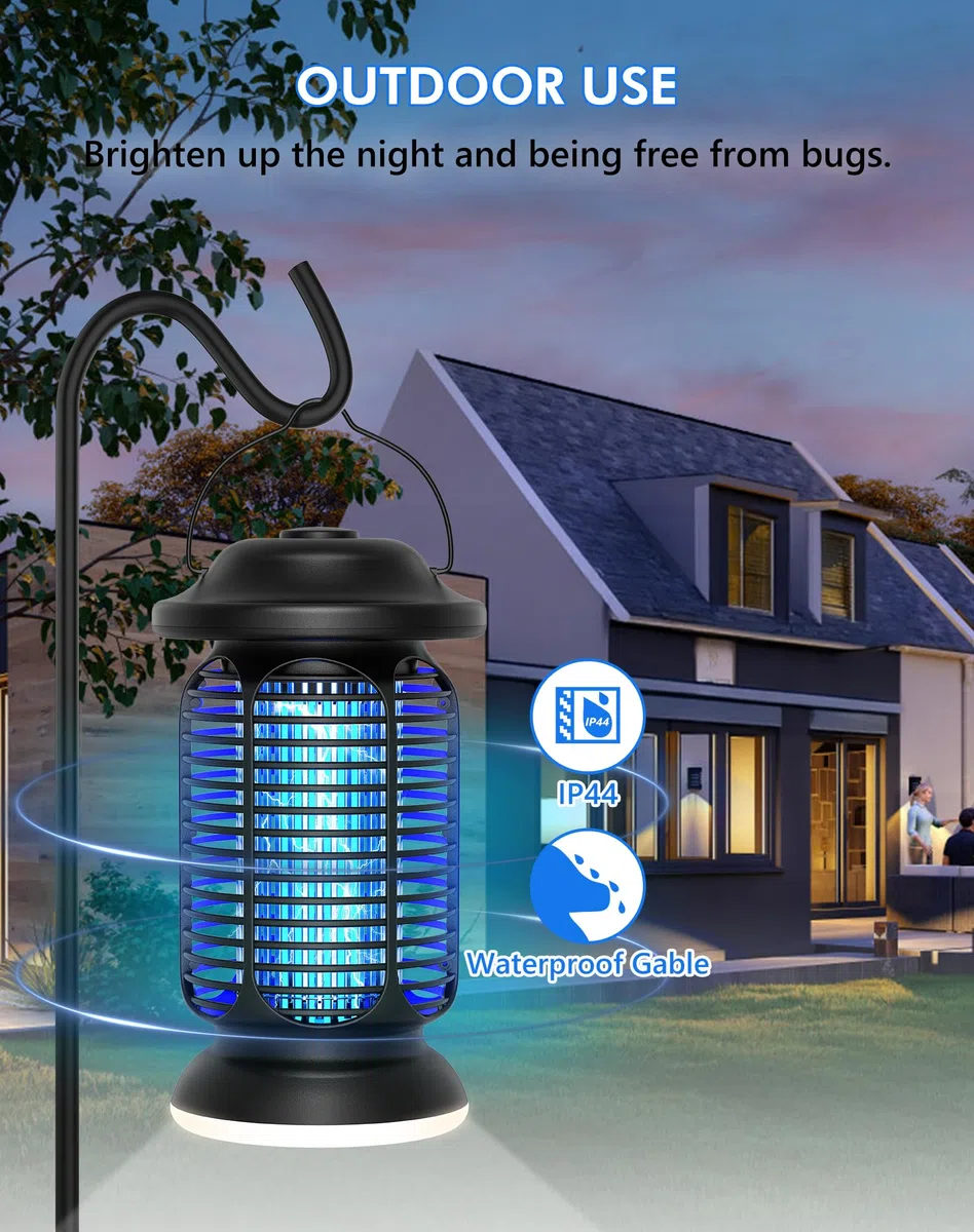 Lampada Antizanzare 20W, 4000V Trappola Elettrica per Zanzare IPX4 Resistente all'Acqua, Lampada Antizanzare Molto Efficace per Interni/Esterni, Griglia Raffinata e Illuminazione LED Integrata