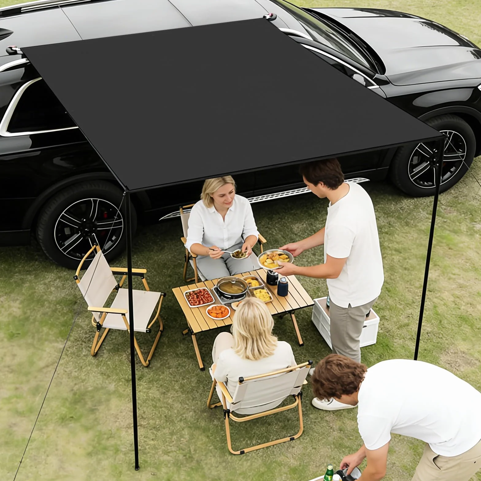Tendalino Camper 200x300cm Impermeabile UPF50+ PU3000 con Pali Corde Picchetti Ventose Borsa Stoccaggio Trasporto