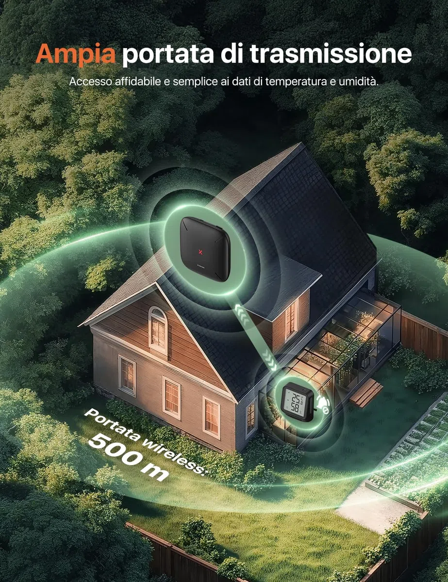 X-Sense Wi-Fi Igrometro Umidità degli Interni con Stazione Base SBS50, Termoigrometro Intelligente con Schermo LCD, Monitoraggio Remoto e Controllo App, Modello STH0A41