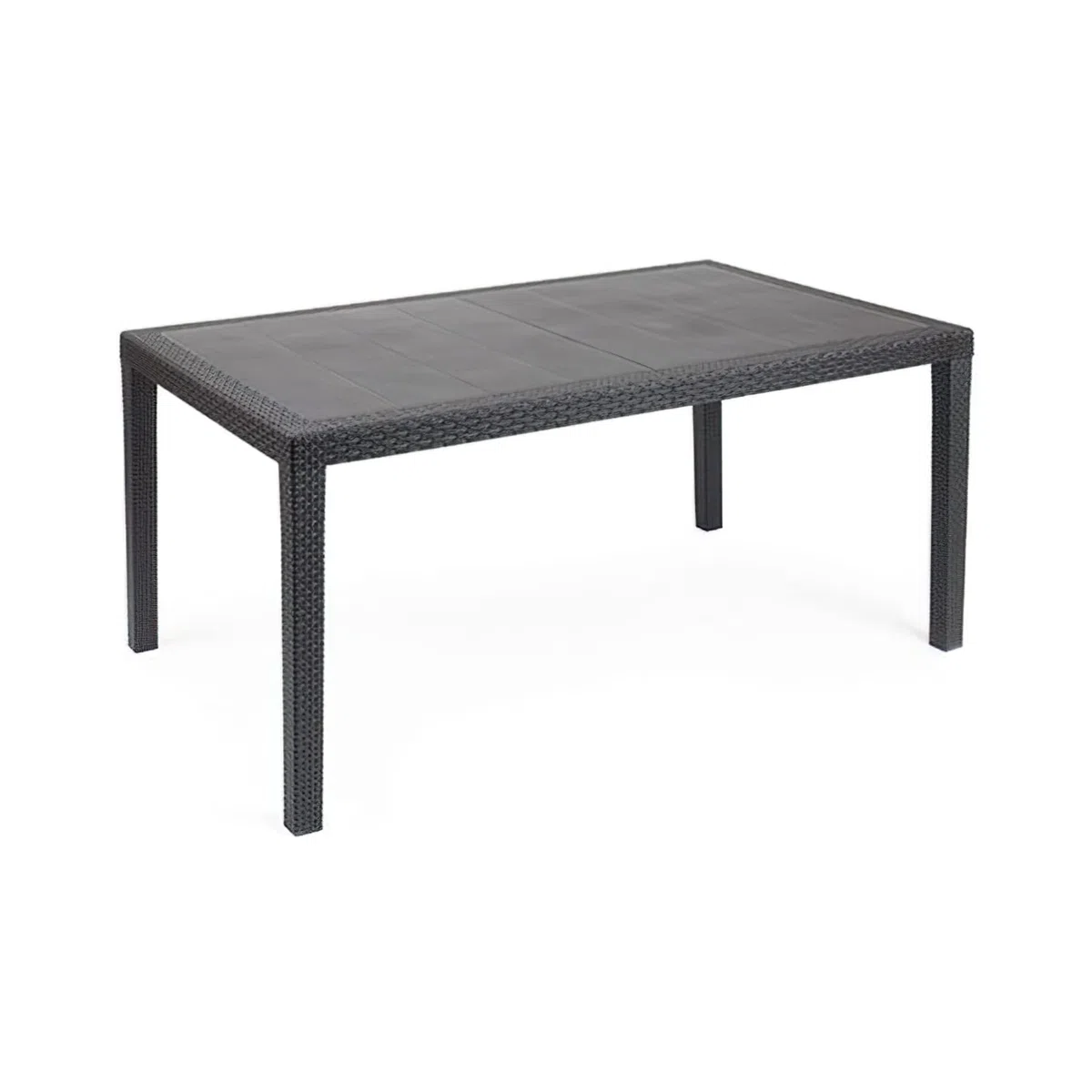 Tavolo Fisso Intrecciato Stile Rattan Plastica Antracite 150x72x90 cm