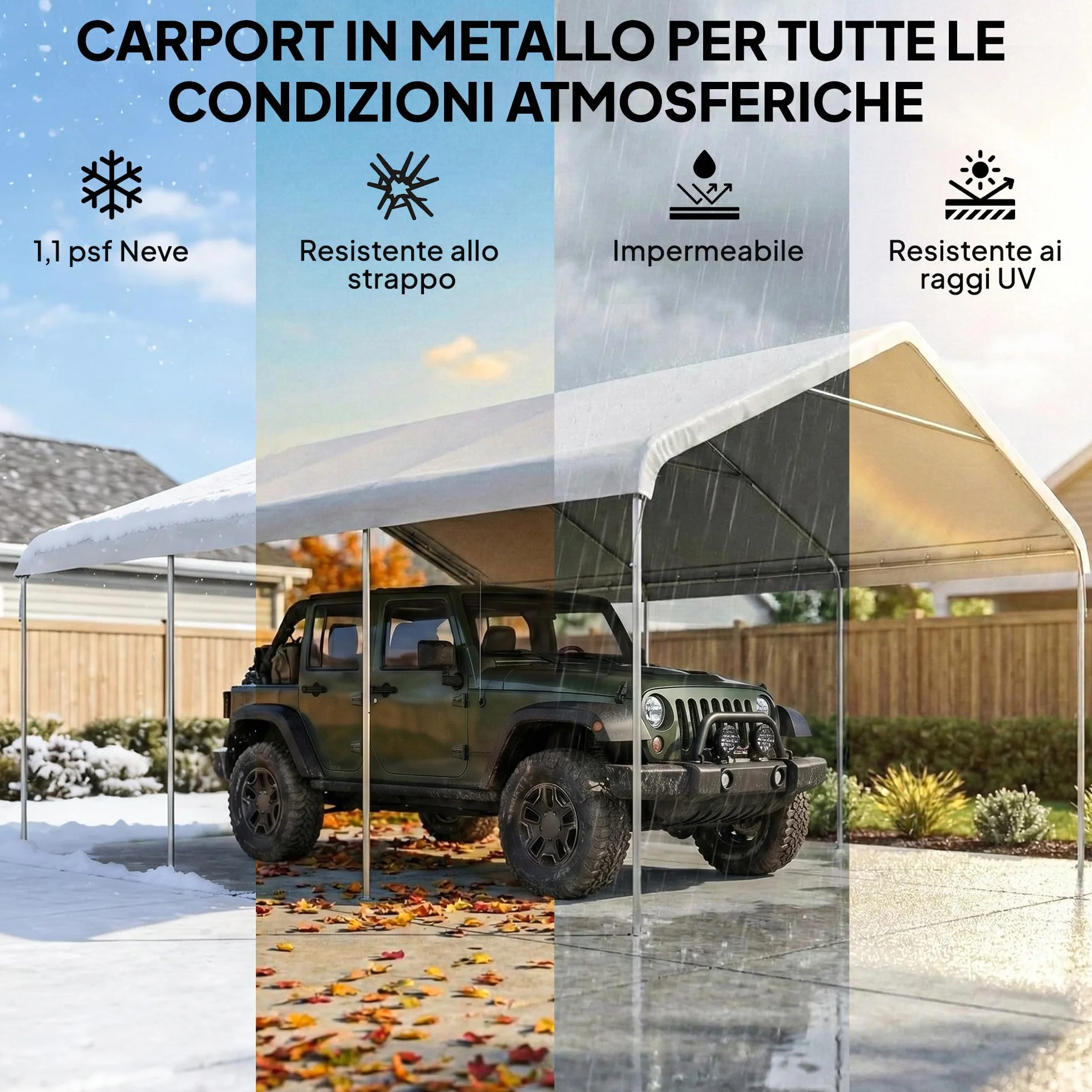 Outsunny Tettoia Auto 5x6 m Acciaio Zincato UV Resistente Tenda Garage SUV Camion Moto Crema