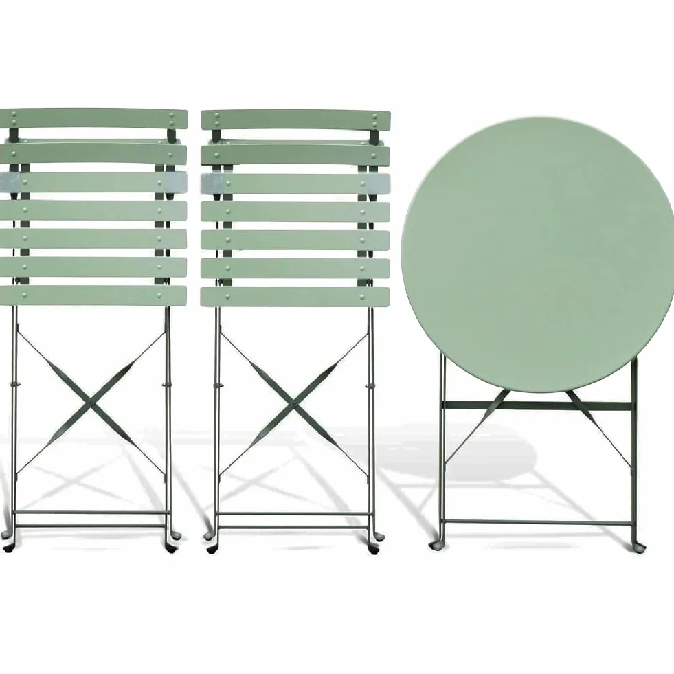 Shally Dogan Set 3 Pezzi Giardino Pieghevole Modello Parigi Tavolo 2 Sedie Acciaio Bistrat Balcone Patio