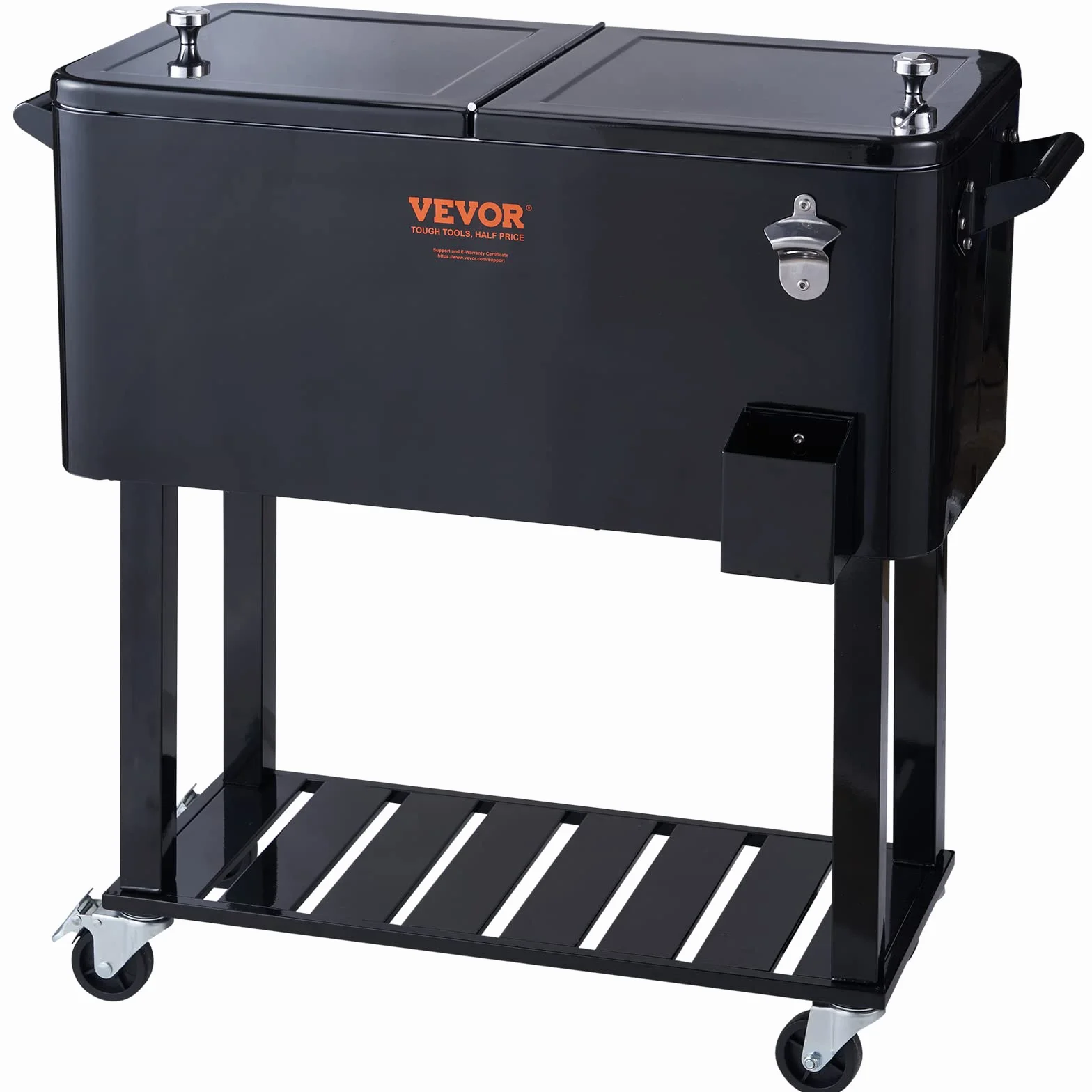 VEVOR Carrello Mobile Bar Mini Frigo Isotermico 80QT per Bevande con Apribottiglie per Feste Esterno