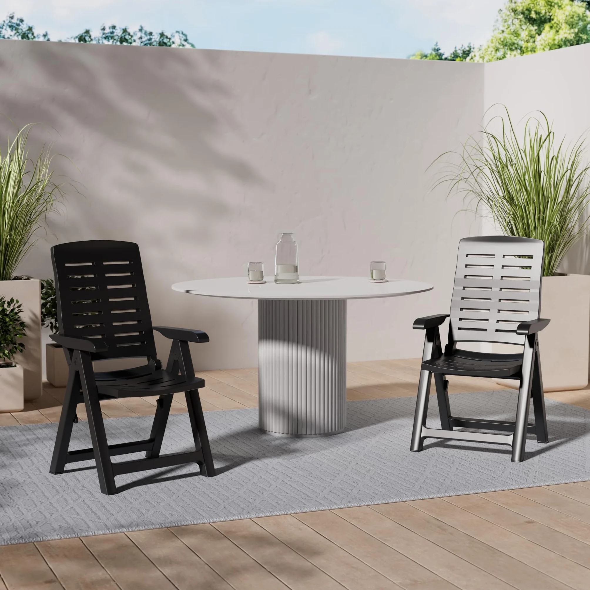 Ipae-Progarden Yuma Multi-Posizione Pieghevole poltrone, Antracite, 60 x 61 x 109 cm