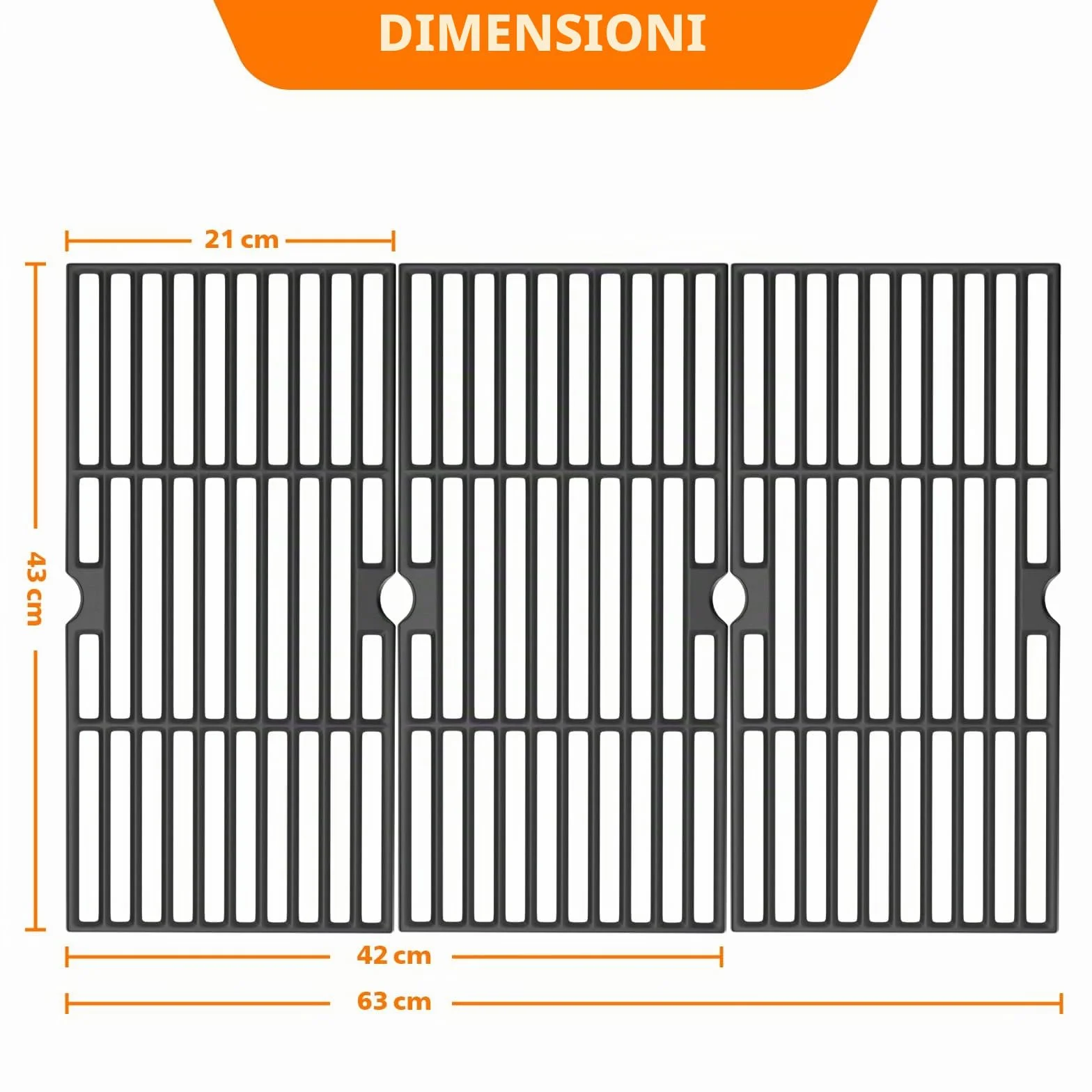GFTIME Griglia in ghisa, 43 x 63 cm, per Enders Boston Pro 3, Enders Monroe Pro 3, Charbroil, Barbecook Siesta 310, Landmann Triton 3 & 4, Proficook PC-GG 1058/1059