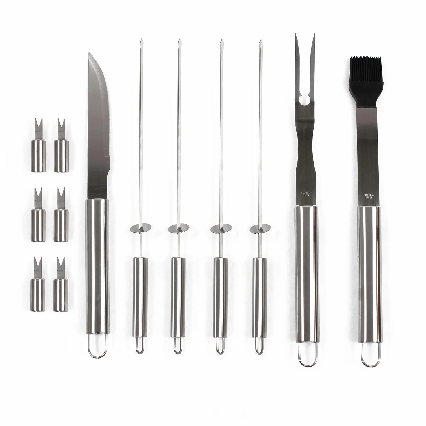 Mastercook - Kit Accessori Professionali In Acciaio Per Barbecue Con Valigetta, Set Accessori Bbq Con Pinze, Forconi, Spatola E Spazzole, Valigetta Attrezzi Barbecue