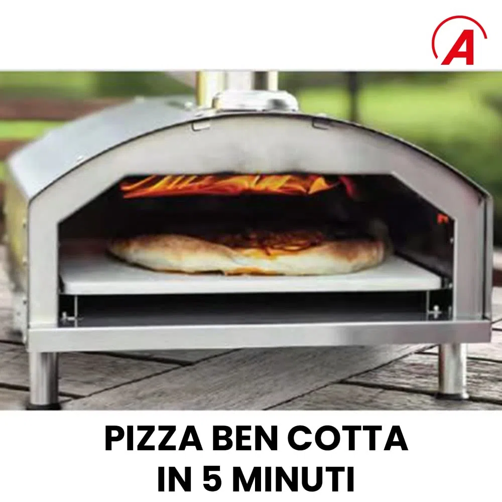 ARDES ARPIZ02 Forno Pizza DANTE Acciaio Inox con Pala Spatola e Pietra Refrattaria
