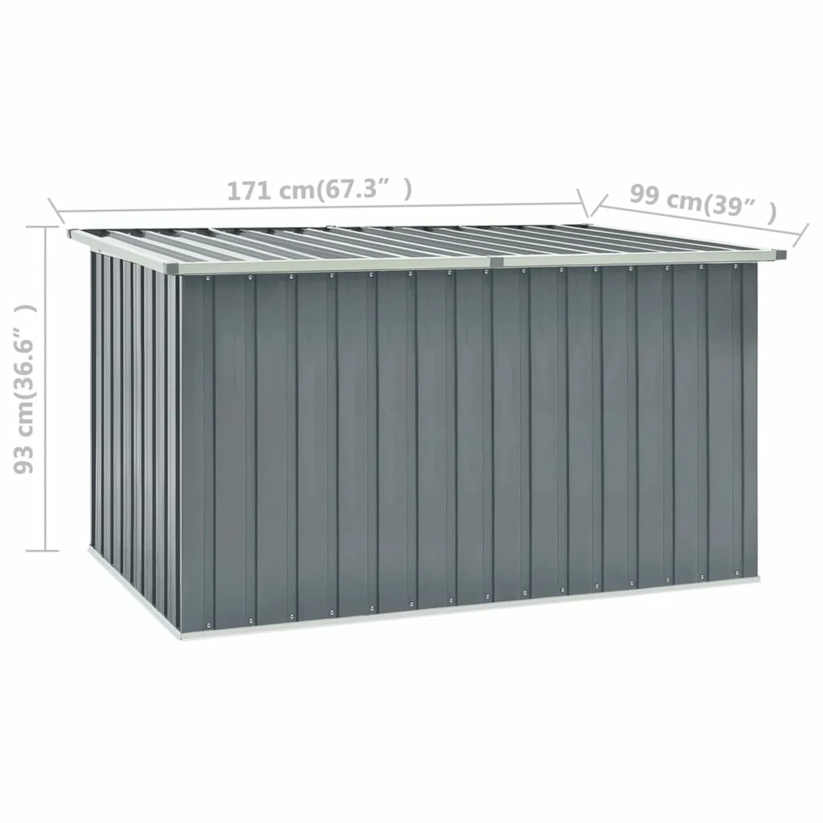 Baule da Giardino Grigio 171x99x93 cm