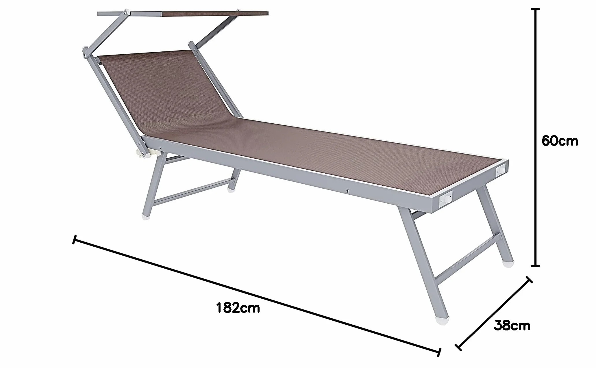 Coppia Di Lettini Prendisole Pieghevole In Alluminio 182 x 60 x 38 cm