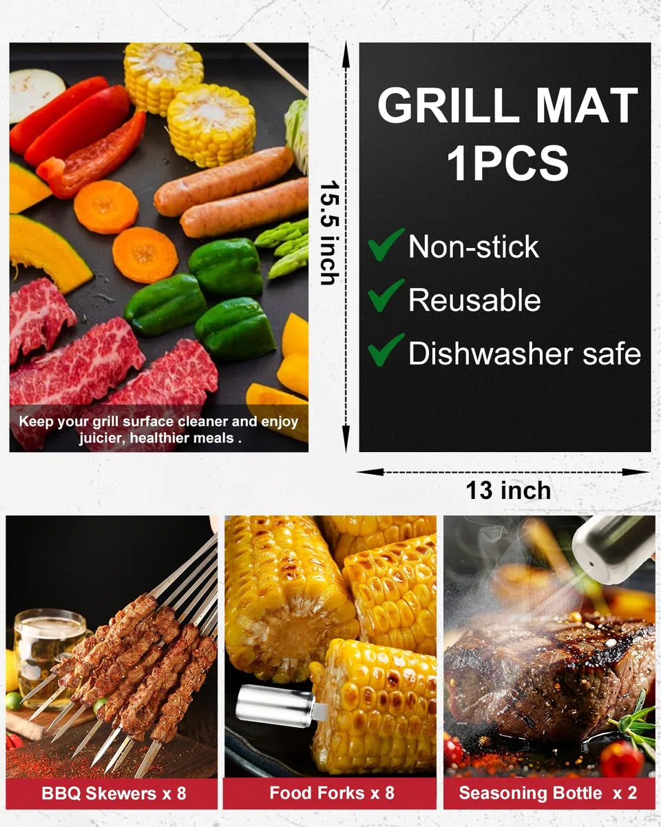 28Pcs Set BBQ Accessori Barbecue Utensili Professionali in Acciaio Inox, Pratico Kit Attrezzi Barbecue Cucina con Borsa Portatile, Griglia Barbecue Accessori Camping, Regalo Compleanno Uomo e Papa