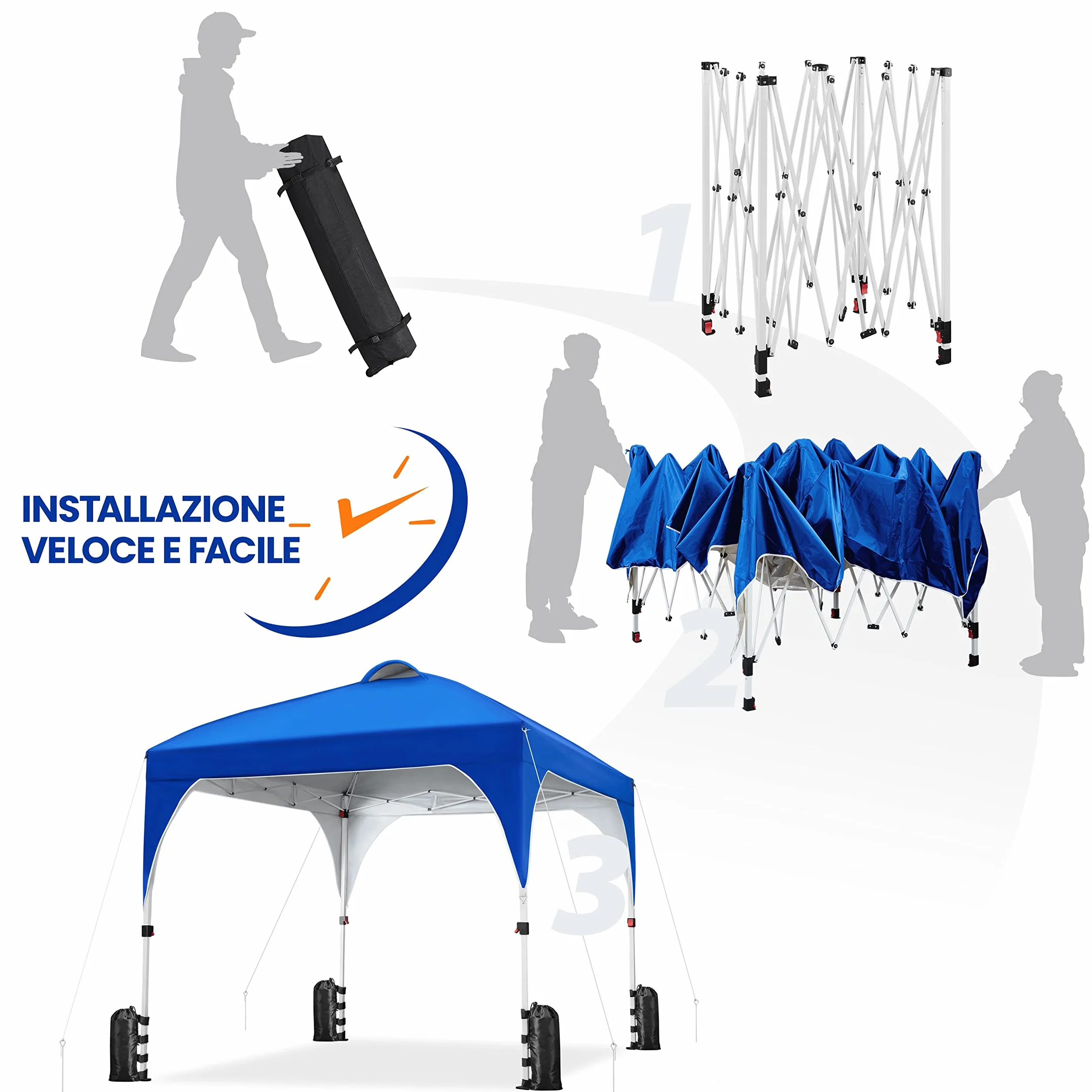 Yaheetech Gazebo Giardino 3x3 M Impermeabile Pieghevole Tendone Ferro Tela Oxford Beige