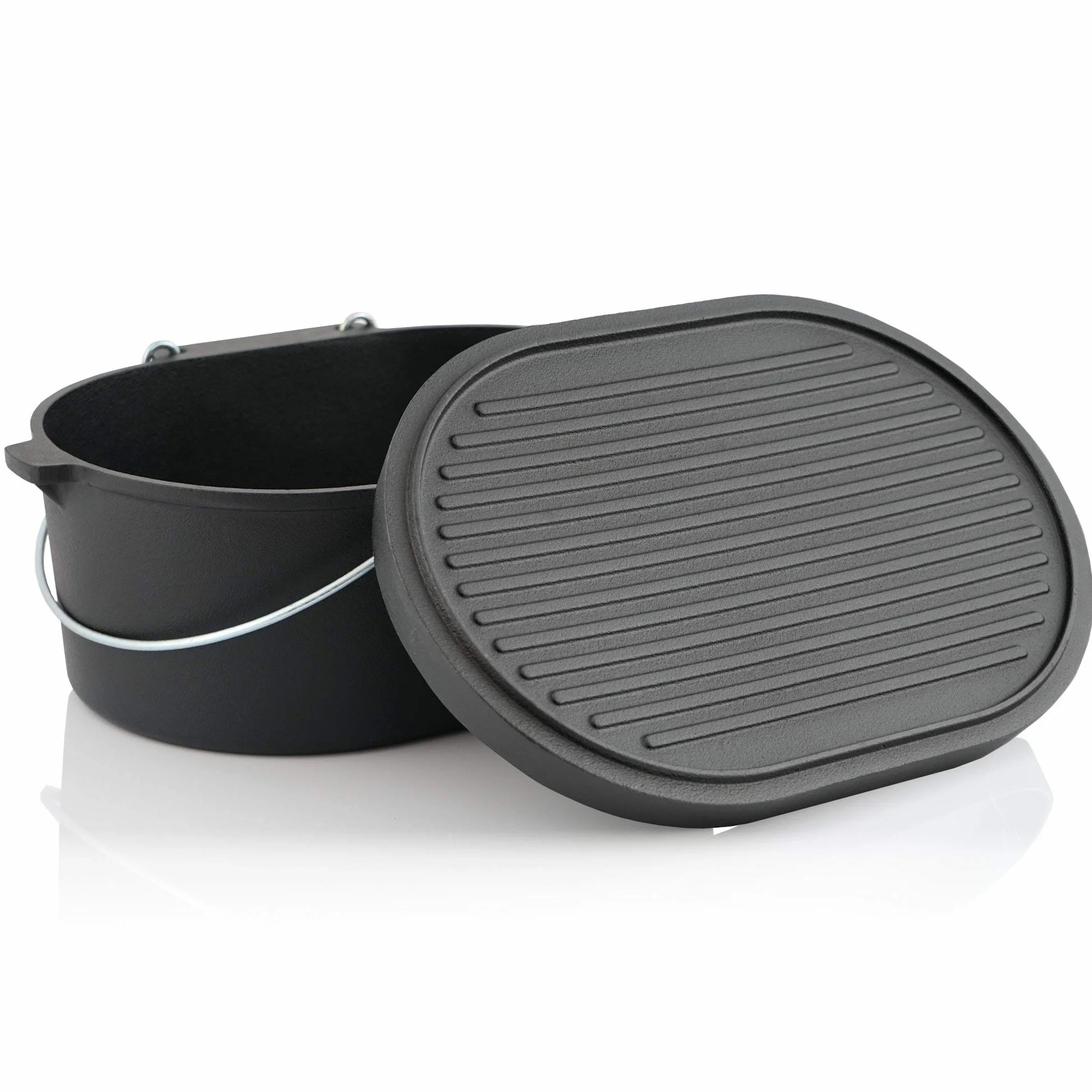 BBQ-Toro Dutch Oven DO10 I 9,3 Litri | pentola in ghisa Senza Piedi già stagionata | tostatrice 10 QT