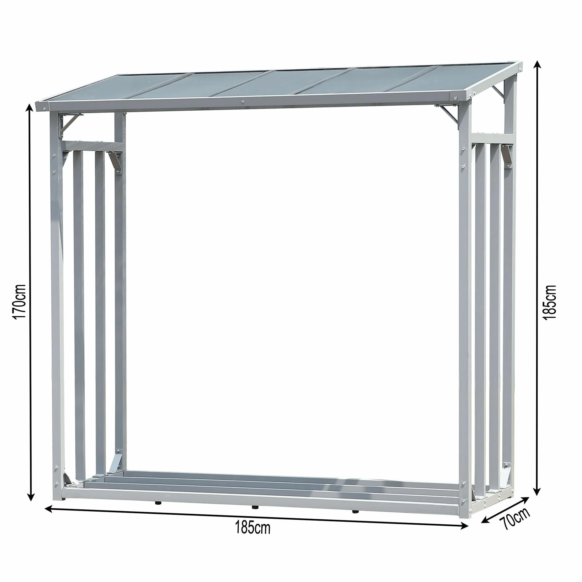 Scaffalatura in Alluminio per Legna da Ardere 185x70x185 cm 2,3 m3