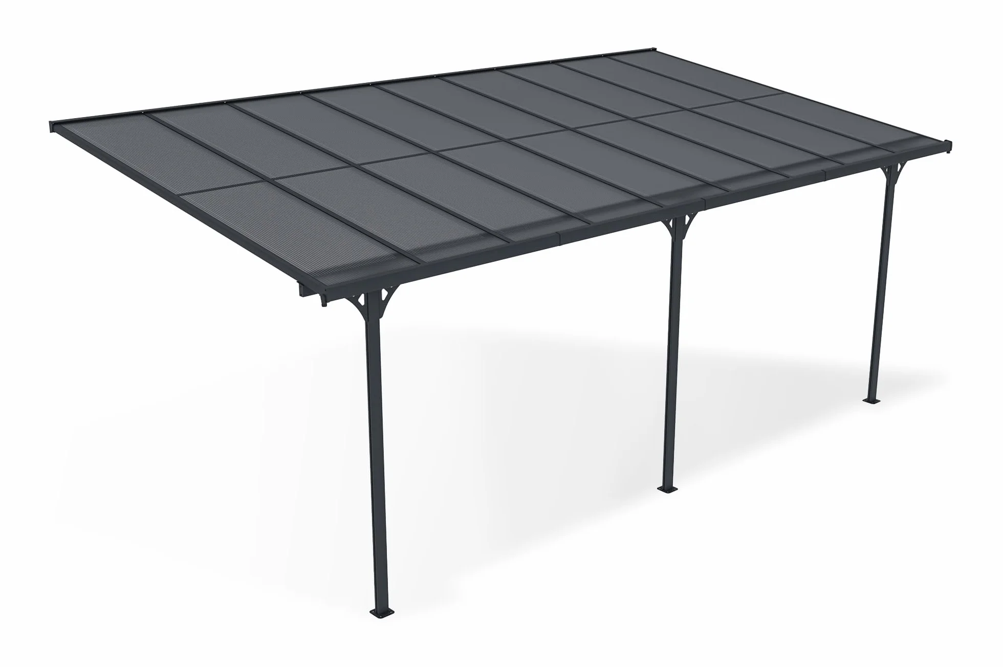 KLEO Carport Pergola Addossata 5,5x3m Alluminio Grigio 16,5m²