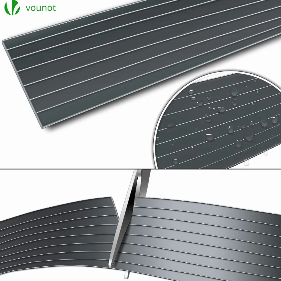 VOUNOT® Strisce di Protezione in PVC per Recinzioni da Giardino e Recinzioni a Doppia Asta 150m x 4.7cm, Strisce Frangivista in PVC con 300 Clip di Fissaggio, Grigio