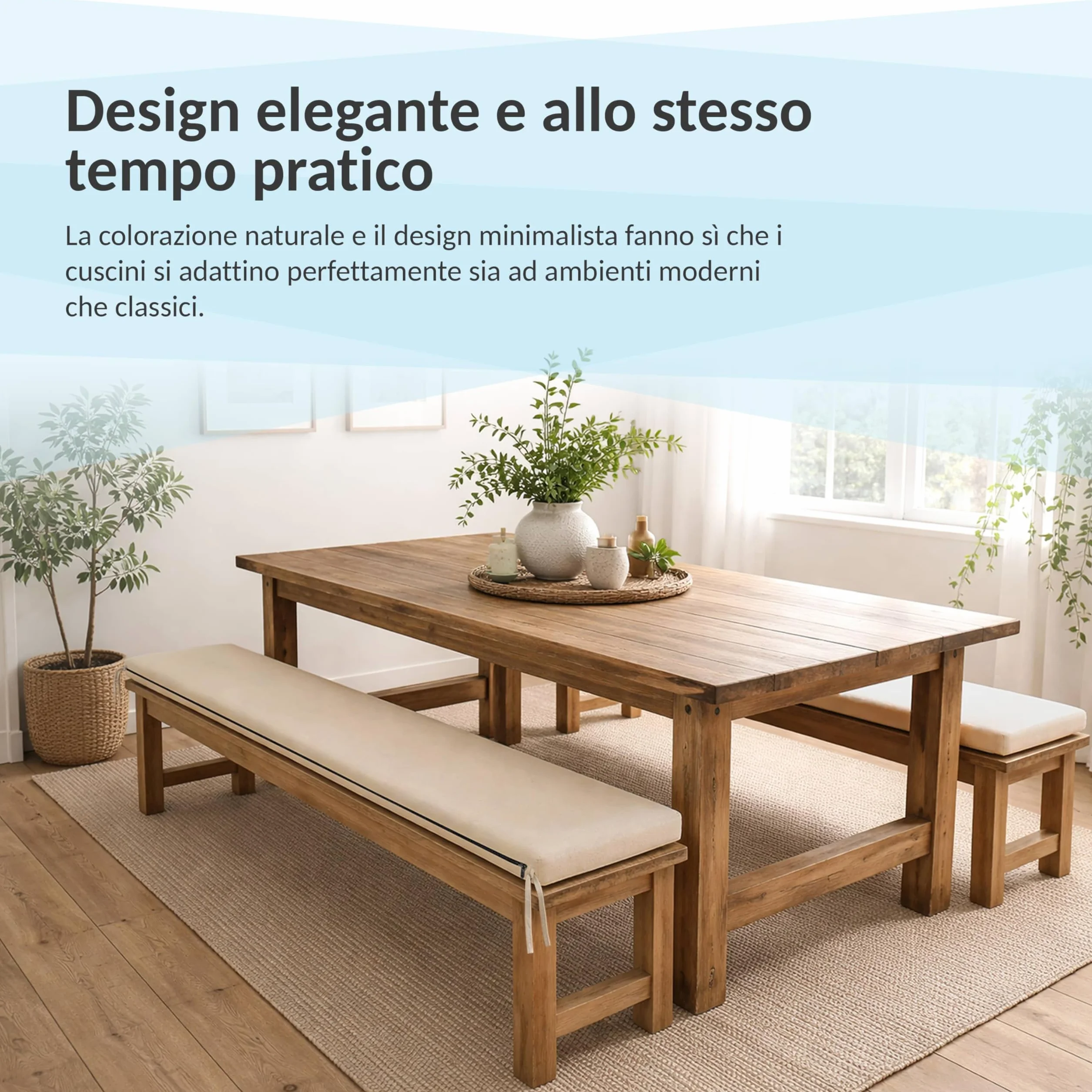 POKAR Cuscino per Panca 110x50 cm | Sfoderabile con Lacci Antiscivolo | Seduta per Panchina, Panca da Giardino, Dondolo, Sedia | Interno ed Esterno | OEKO-TEX | Prodotto nell'UE | Marrone