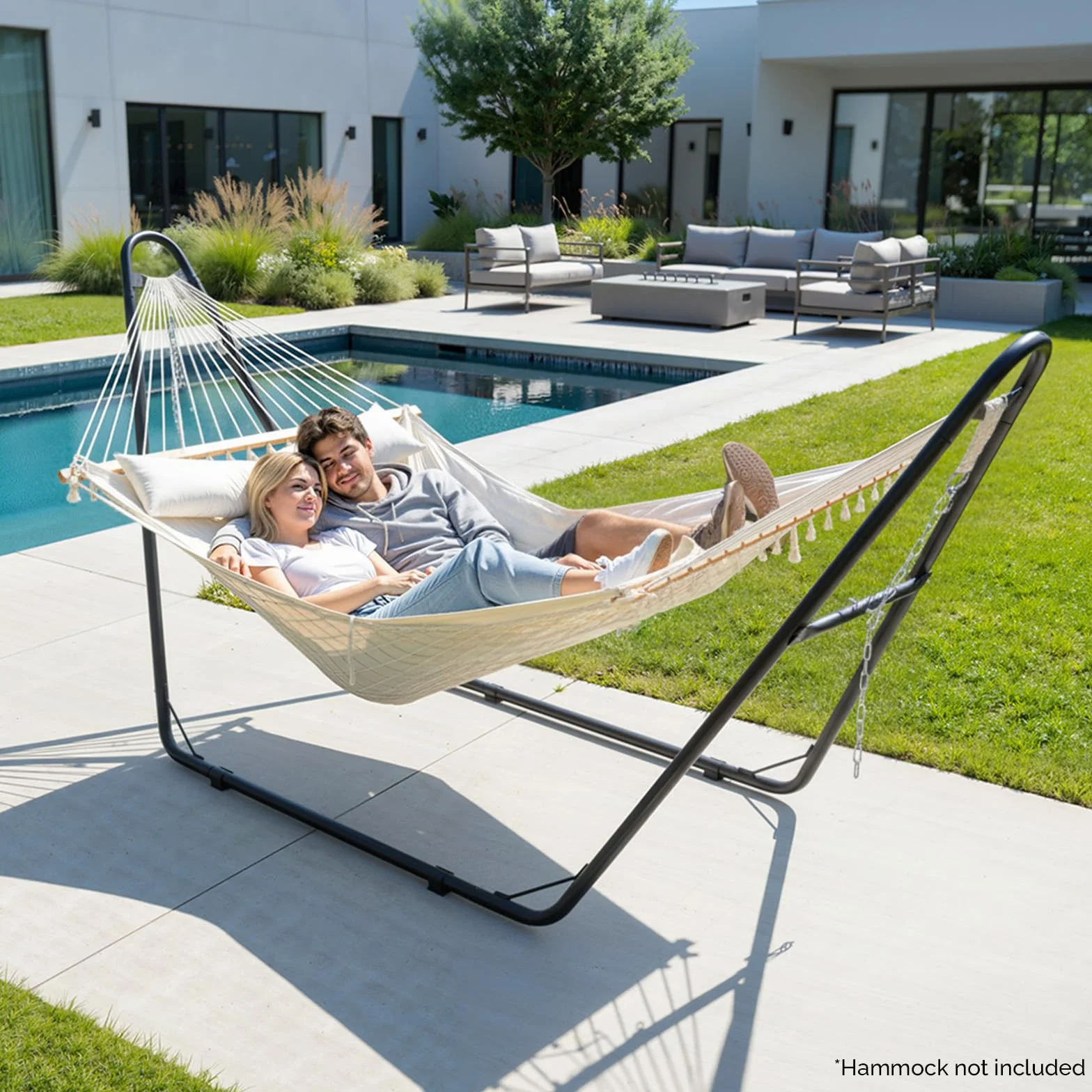 LEADZM Supporto universale per amaca in acciaio, fino a 250 kg, adatto per amaca da 2 a 3 m, resistente alle intemperie, robusto e sicuro, adatto per giardini, balconi e piscine