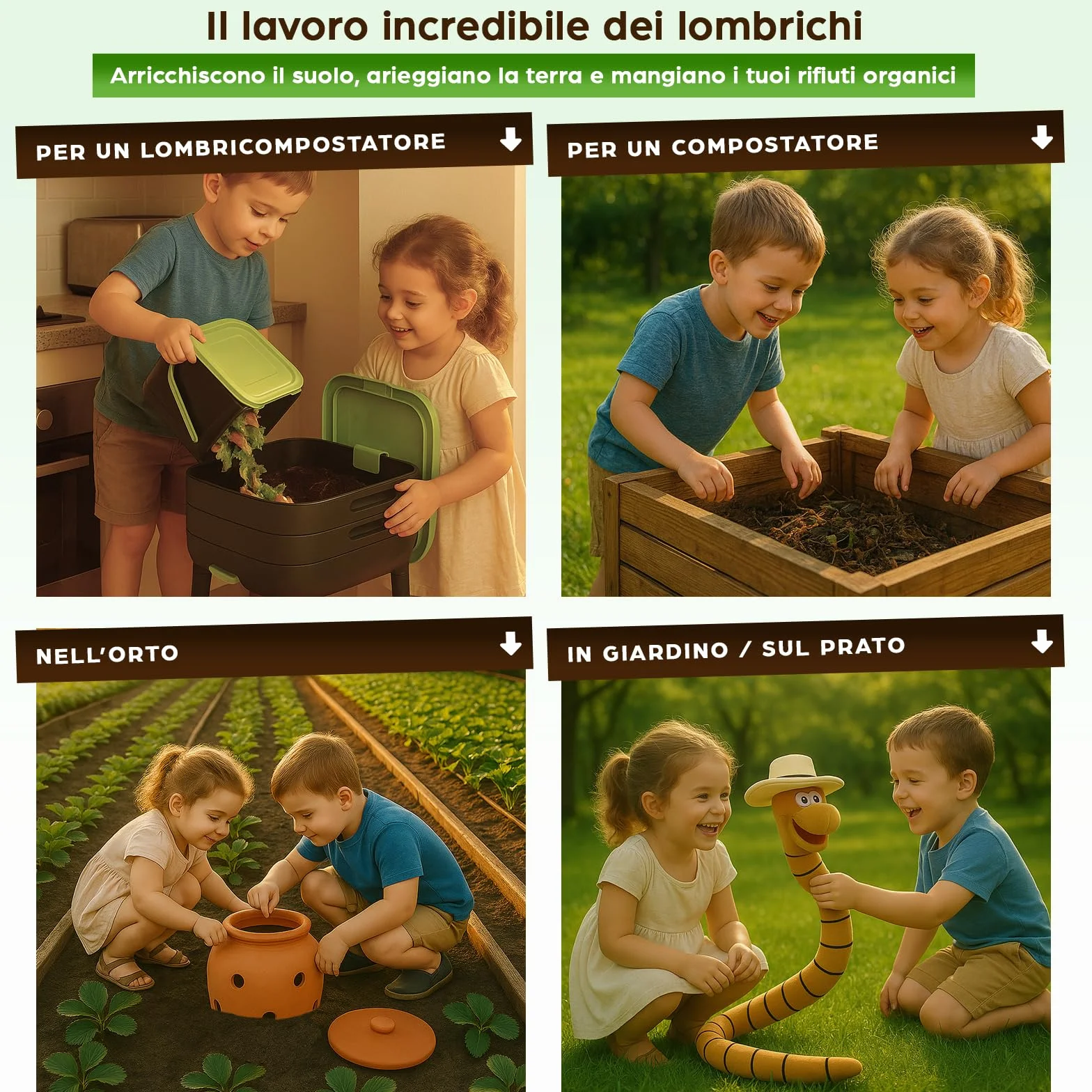 Lombrichi da 500g (circa 1,000 pz.) | Vermi vivi da terra Eisenia, crea un compost con i tuoi rifiuti organici - Per vermicompostaggio/composter/giardino