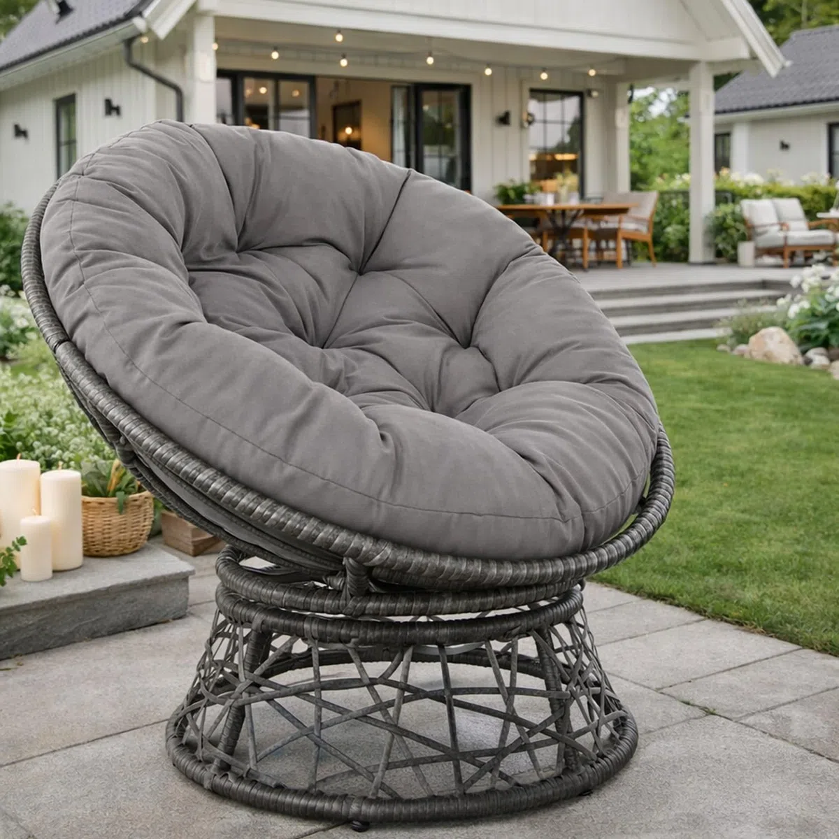 Poltrona Relax Girevole Da Esterno 360° 64 x 80.5 cm Grigio