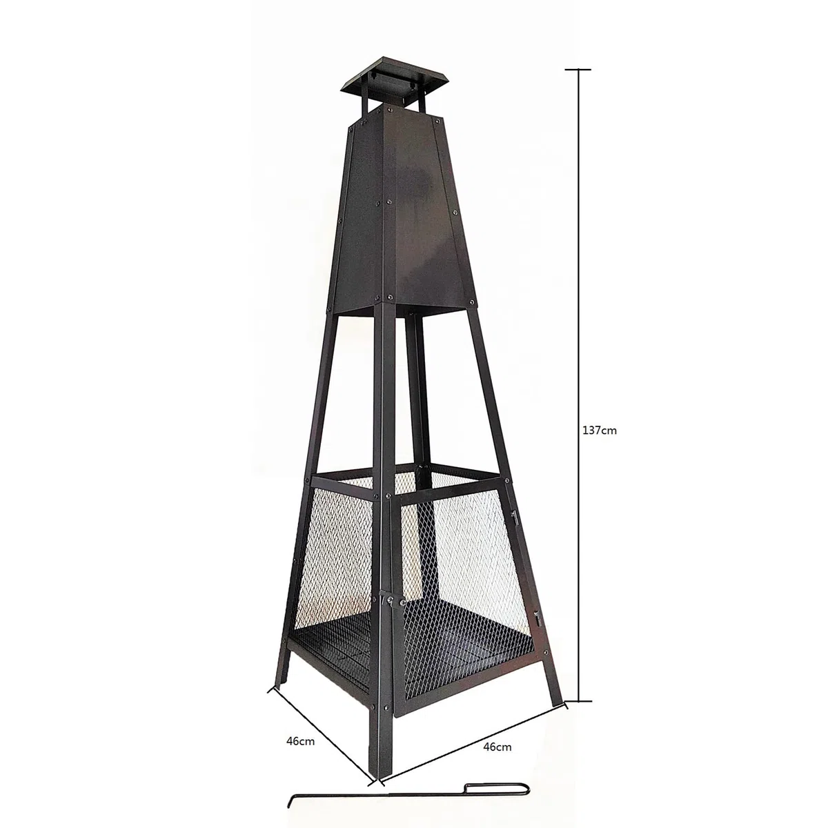 Chimenea jardín exterior acero AKITA TOTEM 40x40x140 cm